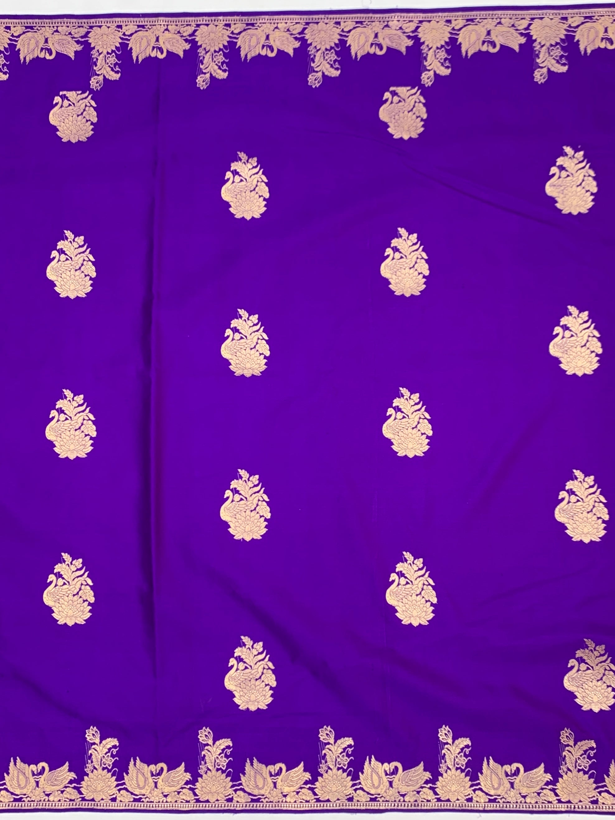 Royal Purple Mashru Silk Saree with Traditional Swan Zari Border