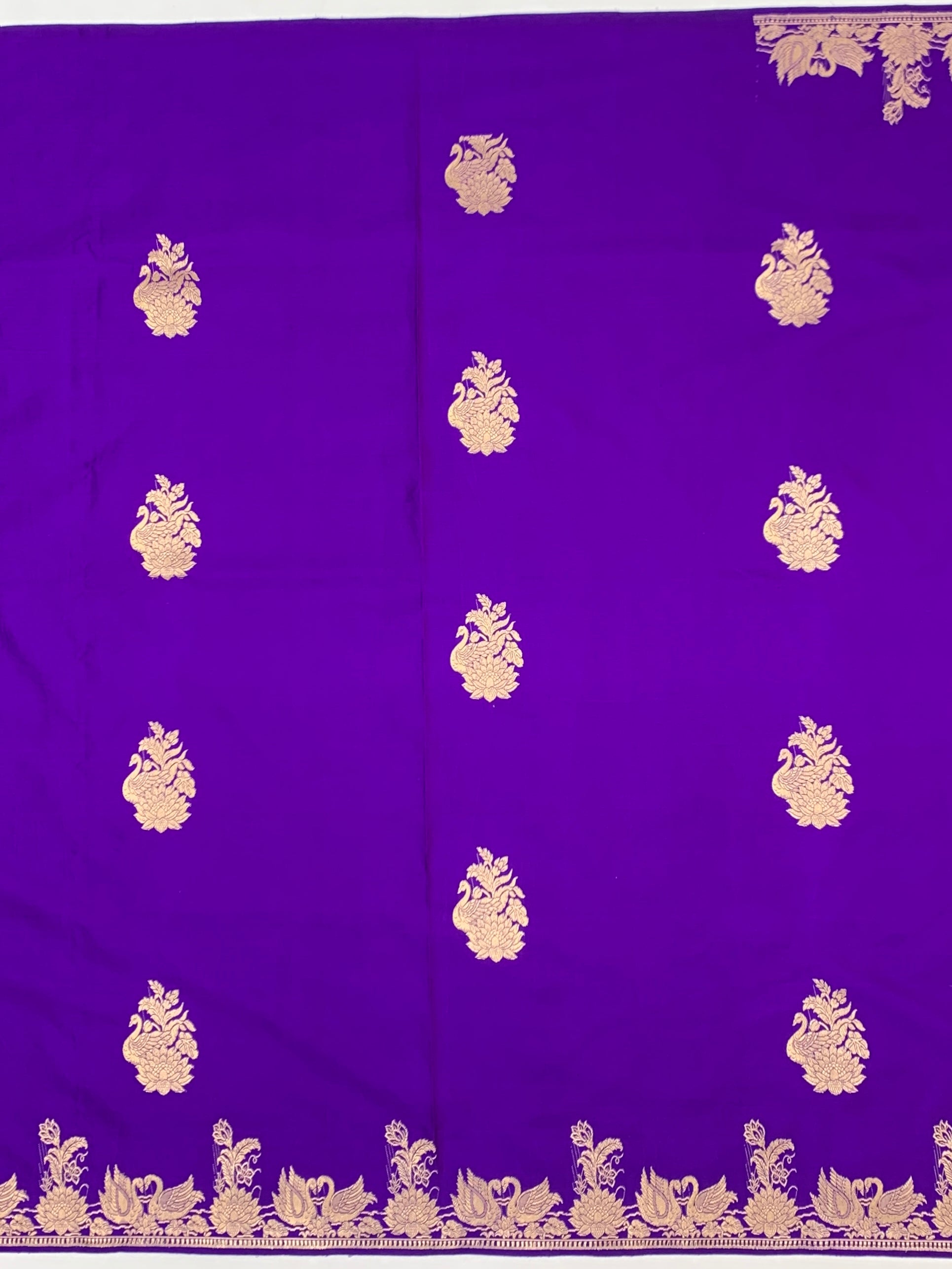 Royal Purple Mashru Silk Saree with Traditional Swan Zari Border
