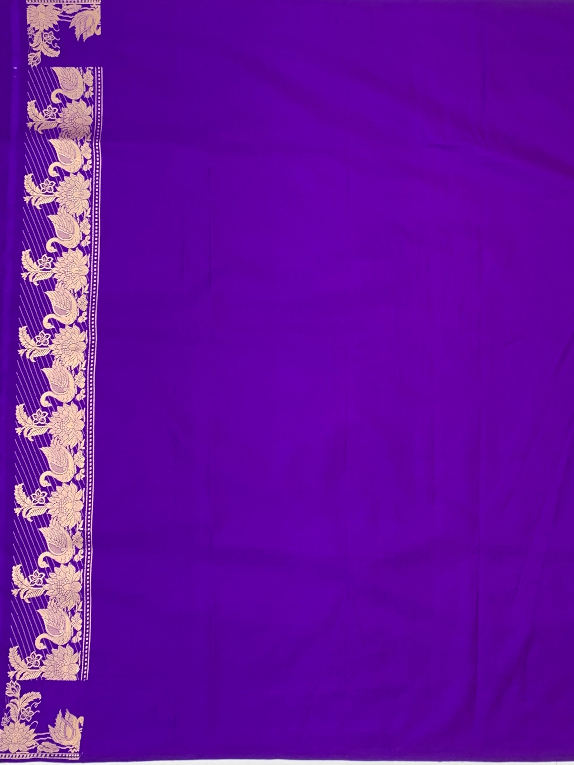 Royal Purple Mashru Silk Saree with Traditional Swan Zari Border