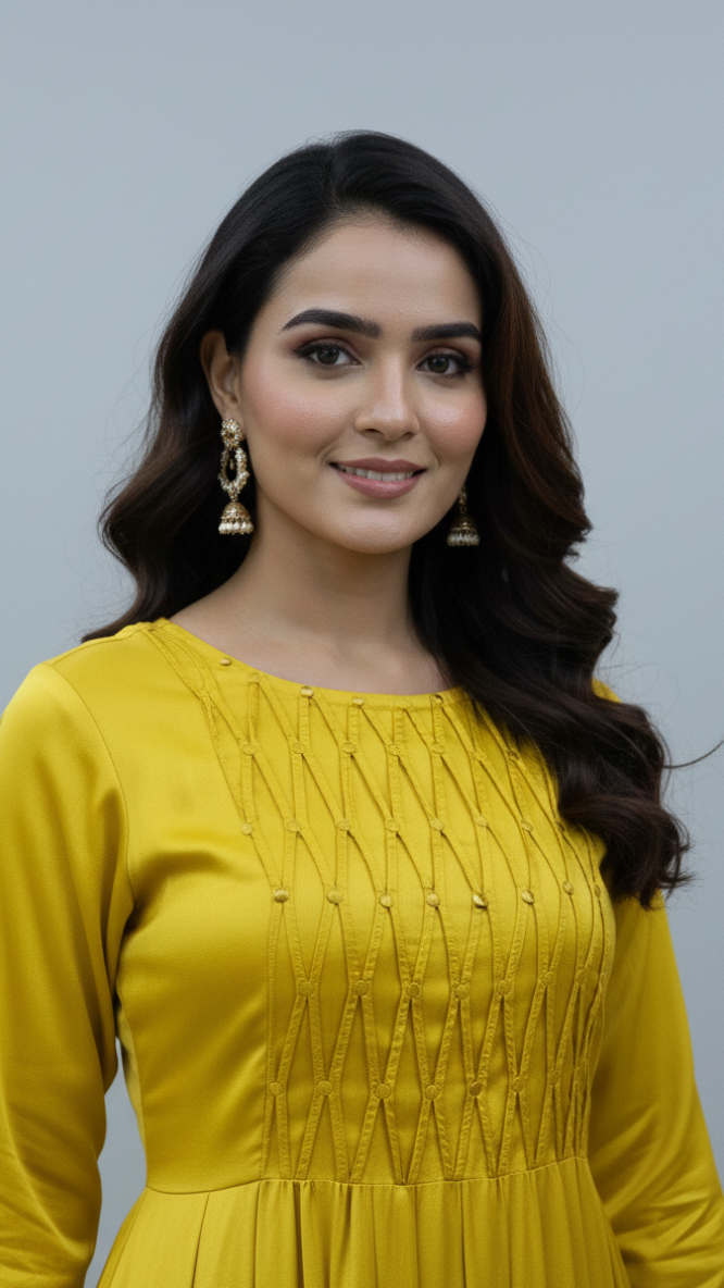Mustard Embroidered Anarkali Set