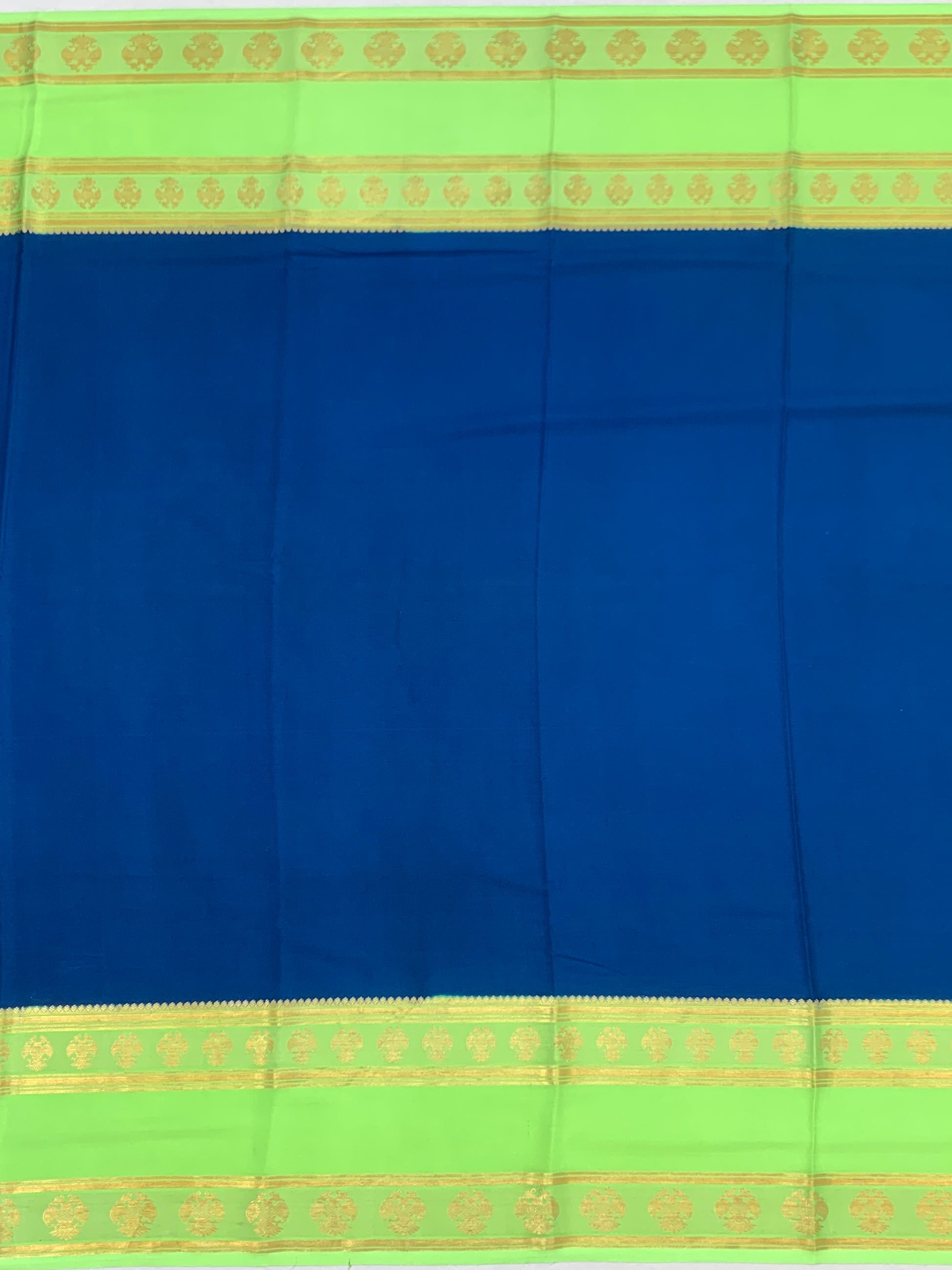 Mysore Silk Saree in Royal Blue & Lime Green