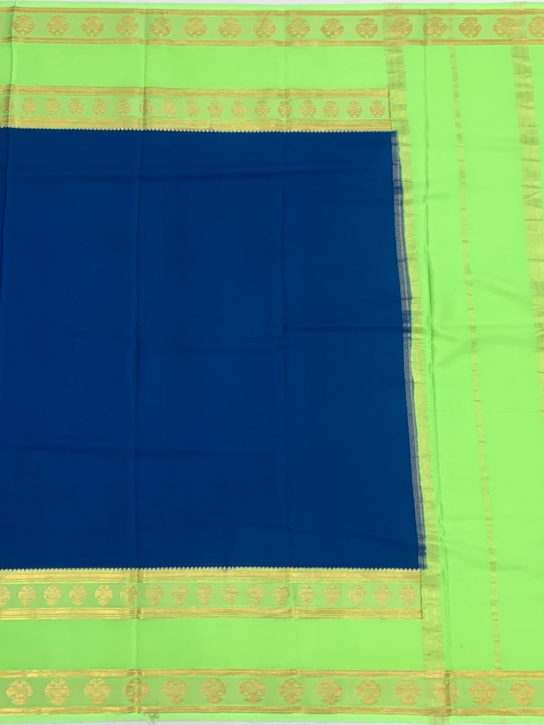 Mysore Silk Saree in Royal Blue & Lime Green