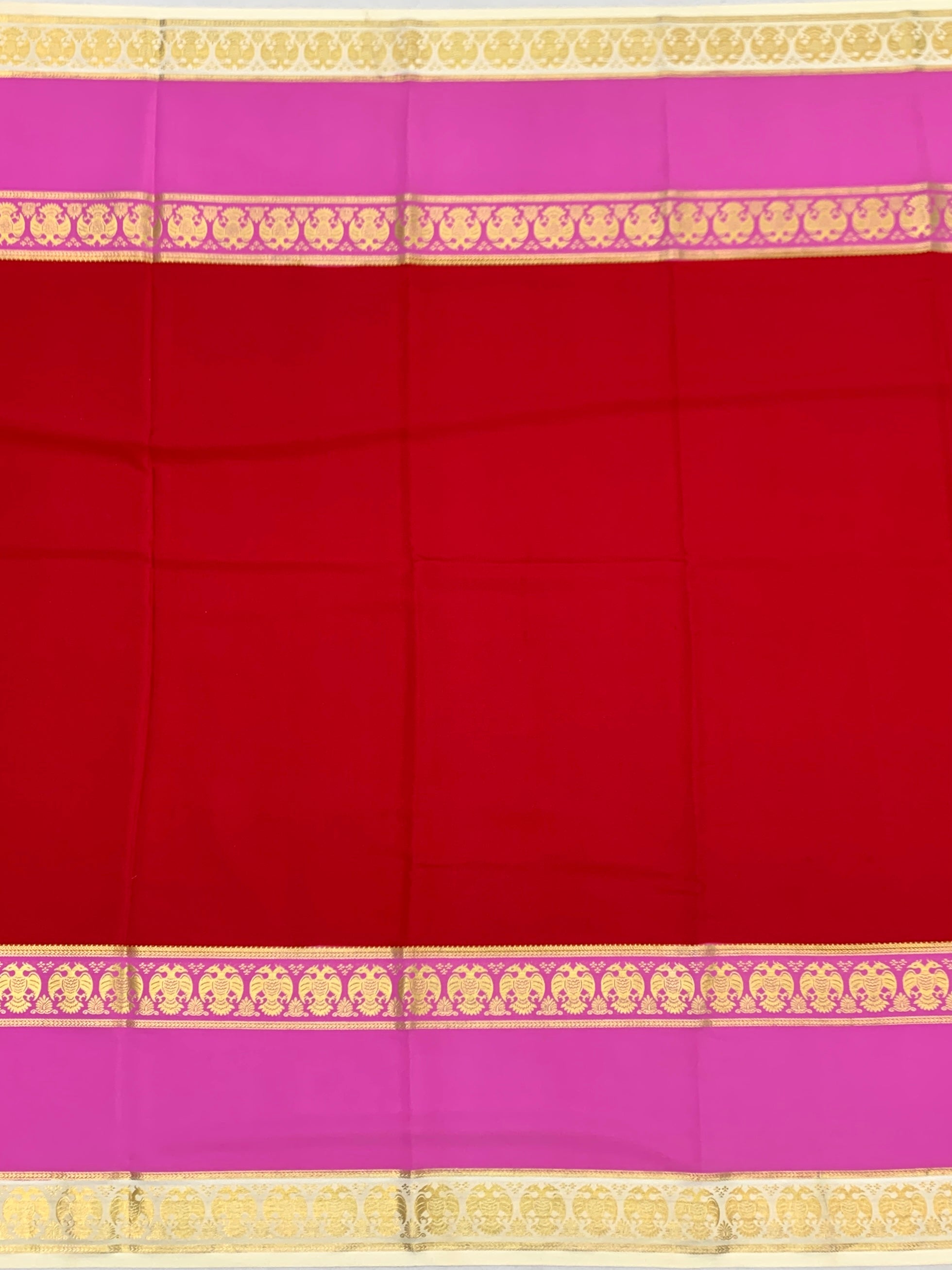 Elegant Dual-Tone Mysore Silk Saree with Annapakshi Zari Border