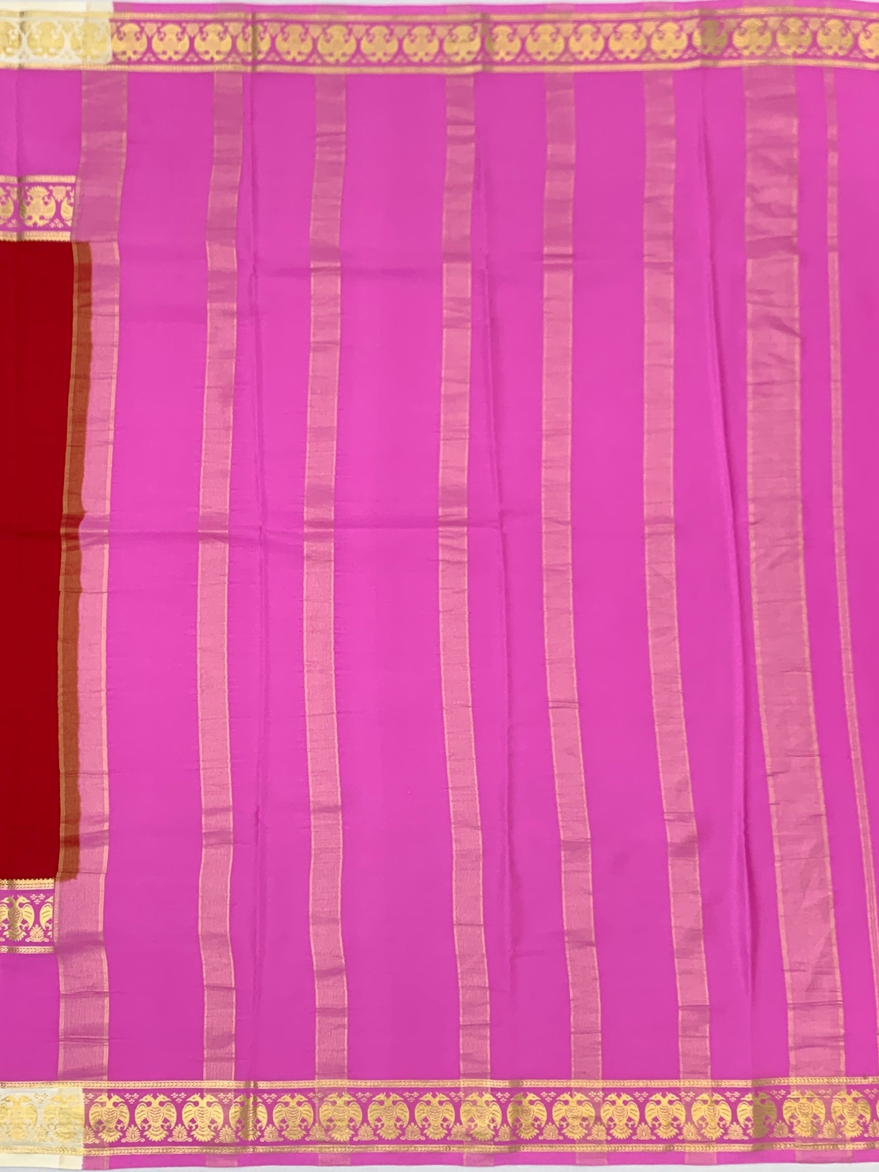 Elegant Dual-Tone Mysore Silk Saree with Annapakshi Zari Border