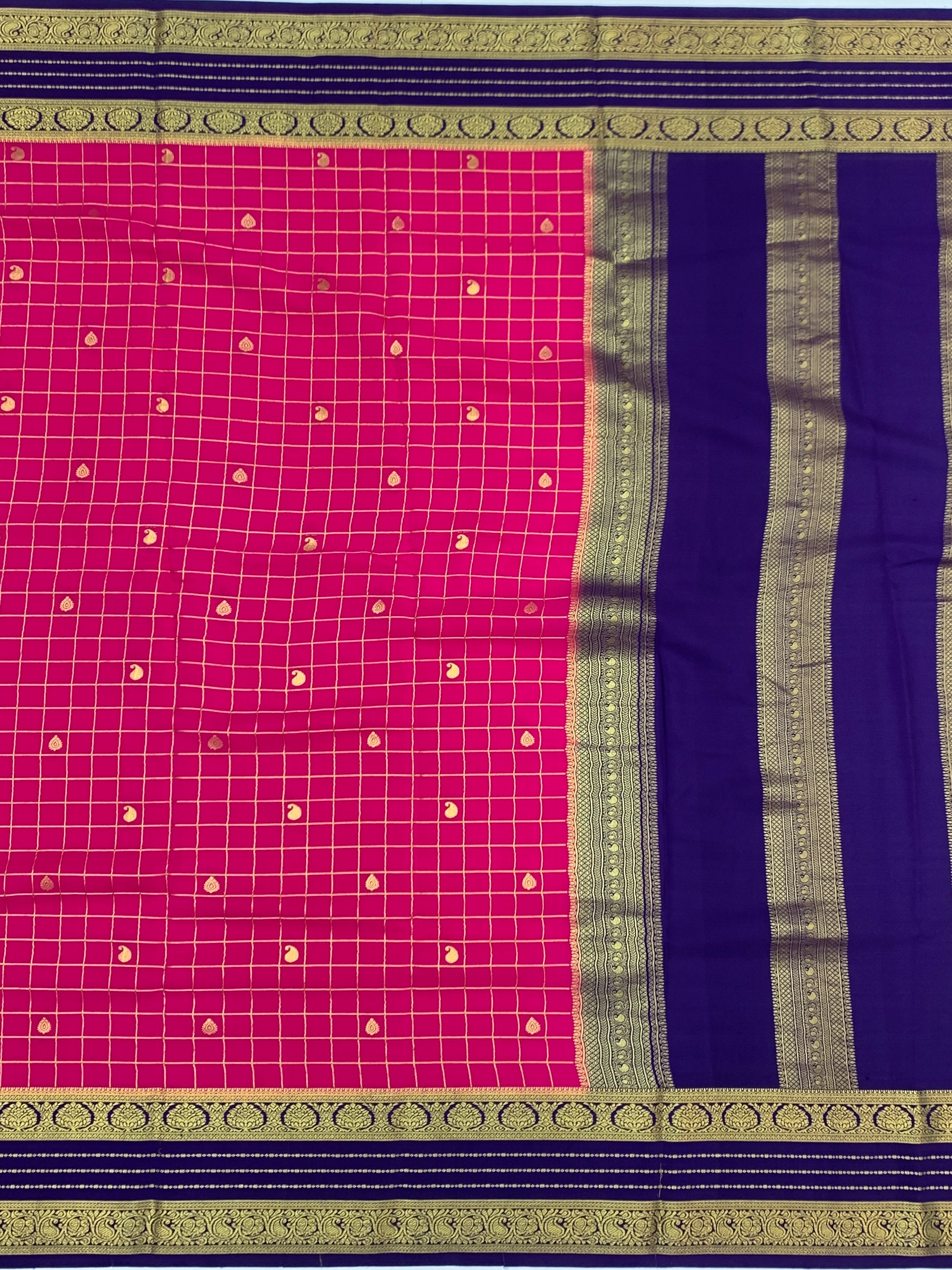 Mysore Silk Saree – Vibrant Pink & Royal Purple