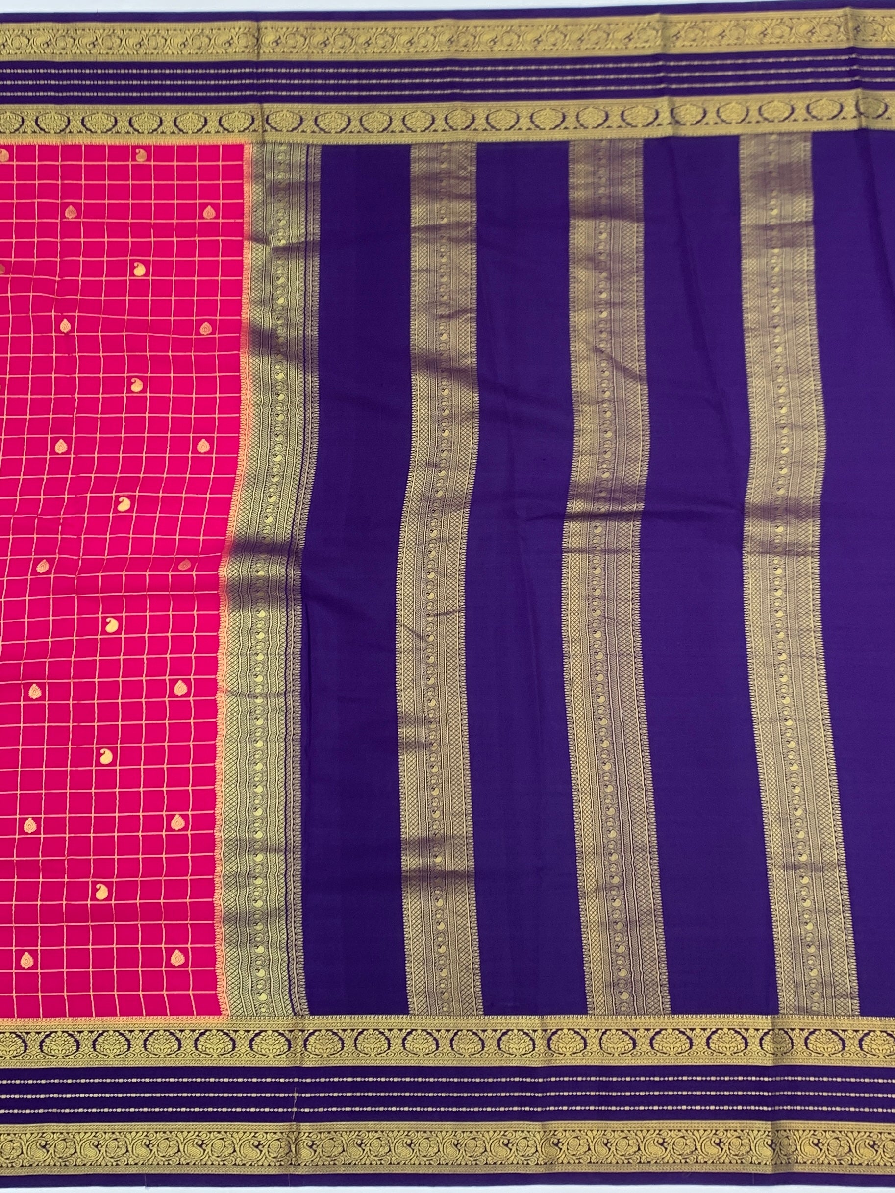 Mysore Silk Saree – Vibrant Pink & Royal Purple