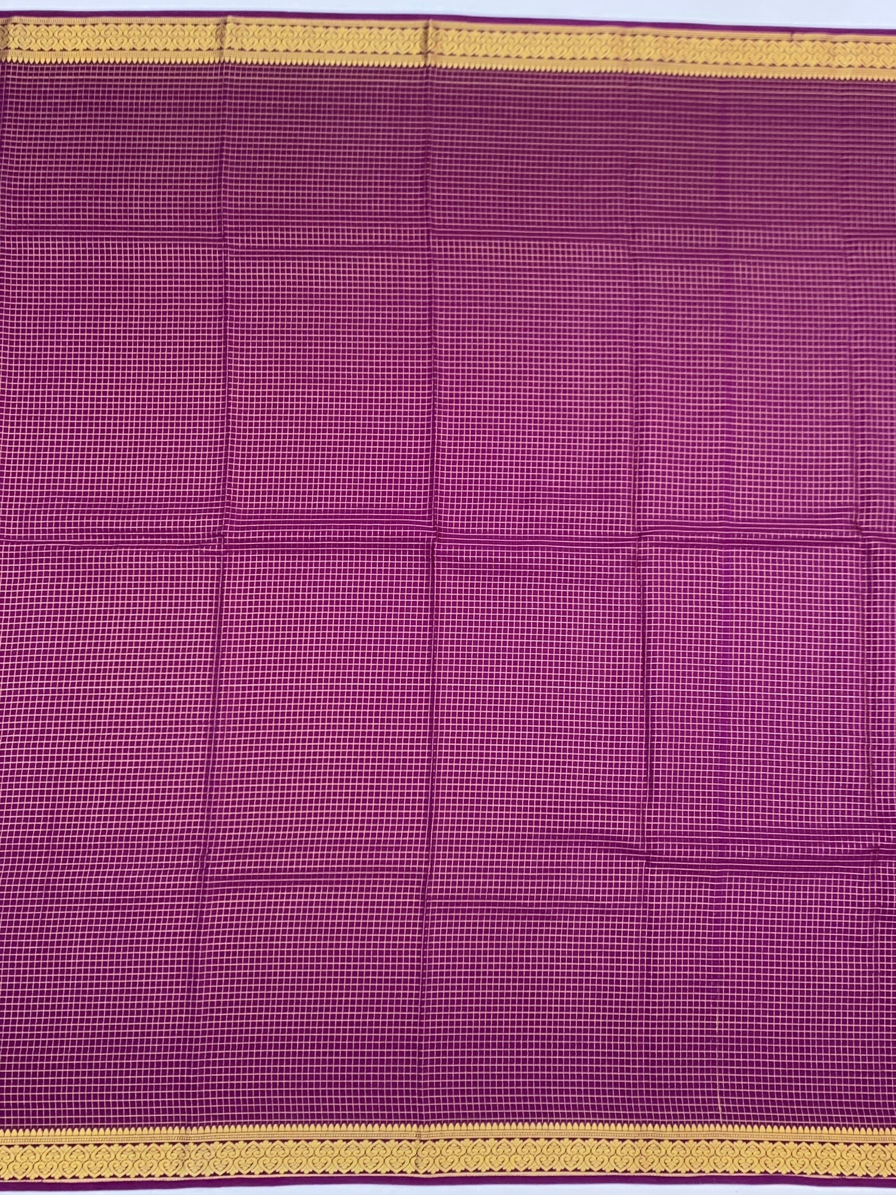Royal Magenta Mysore Silk Saree with Zari Checks