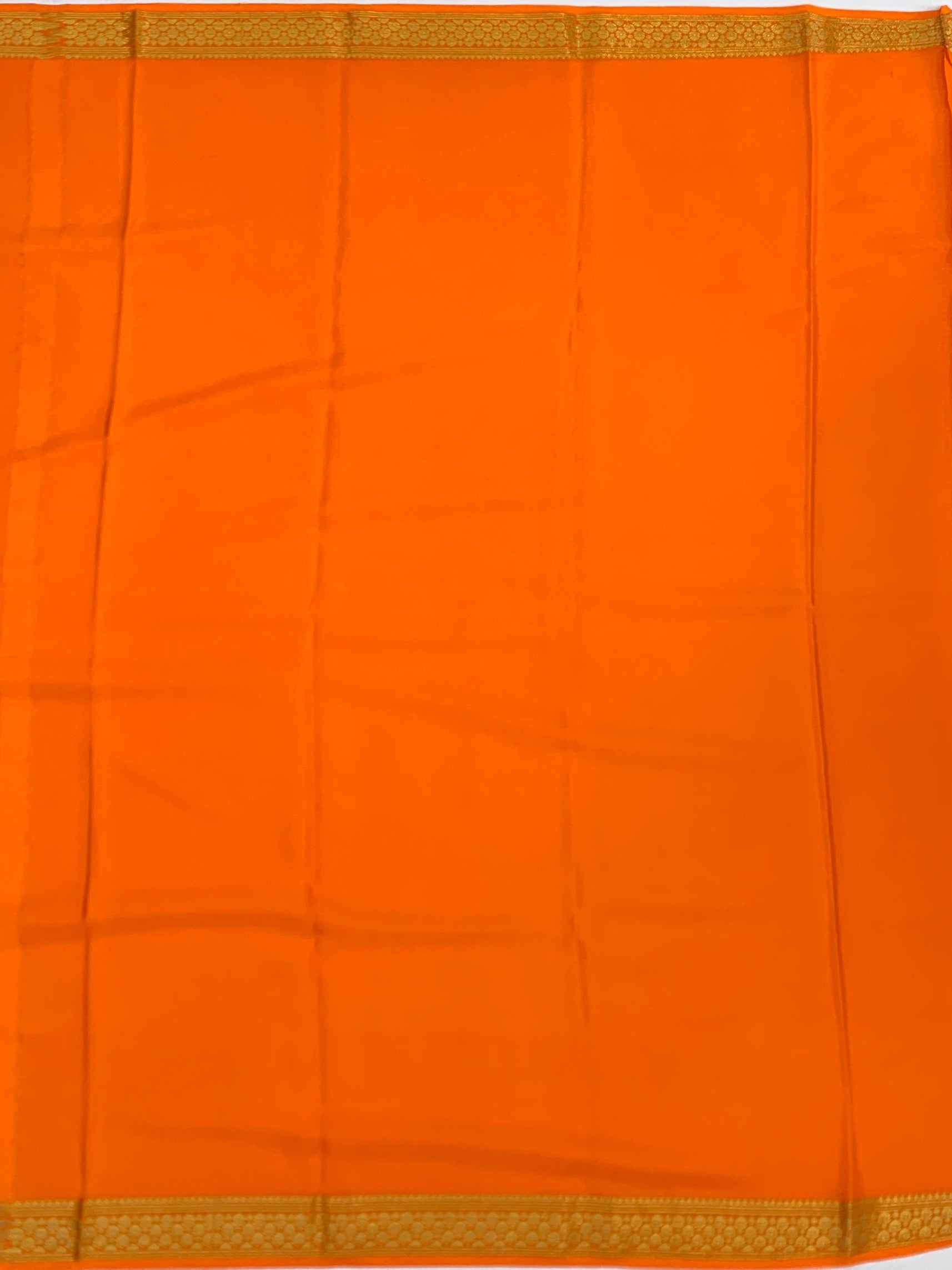 Vibrant Tangerine Orange Mysore Silk Saree with Zari Stripes