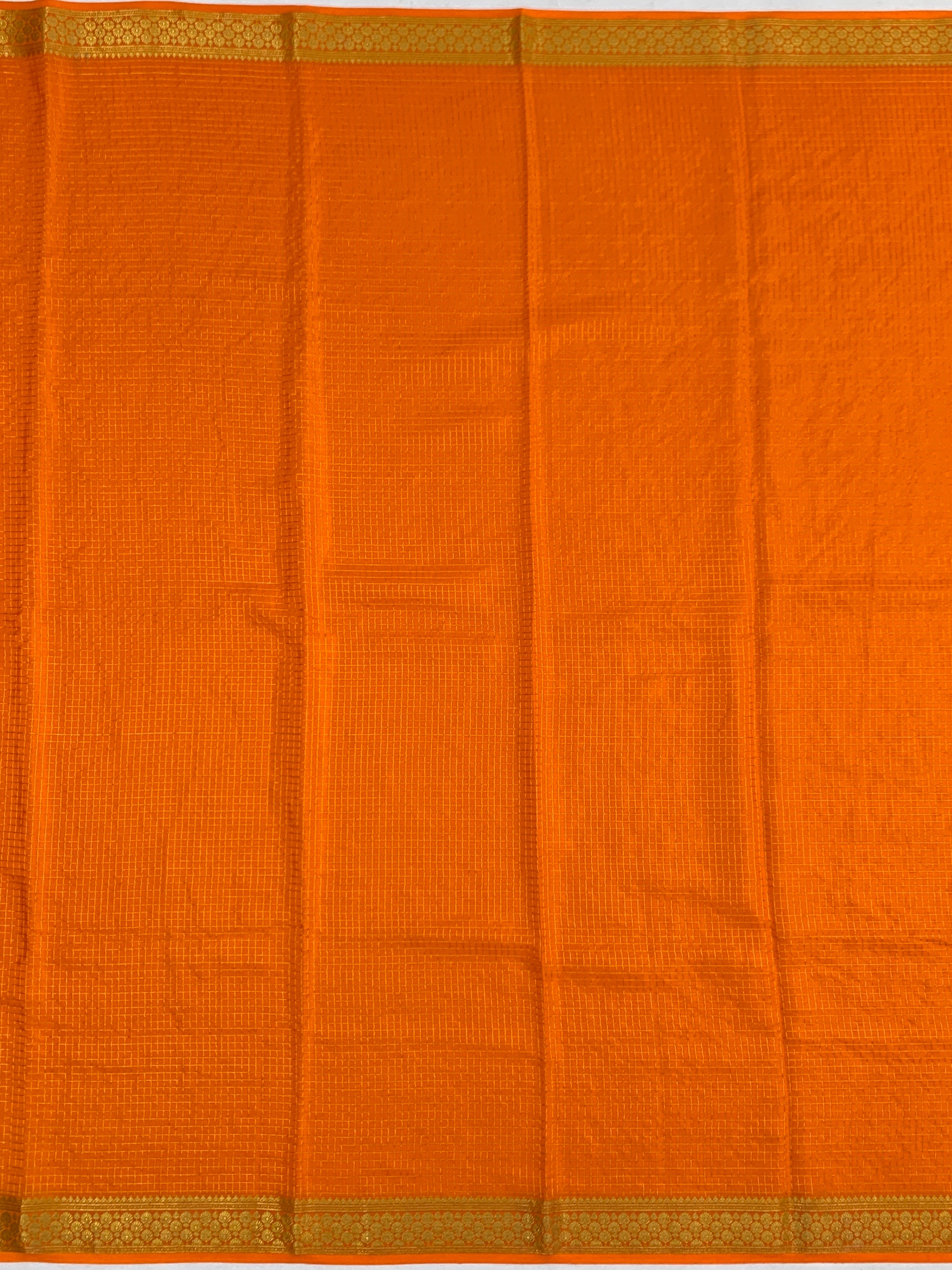 Vibrant Tangerine Orange Mysore Silk Saree with Zari Stripes