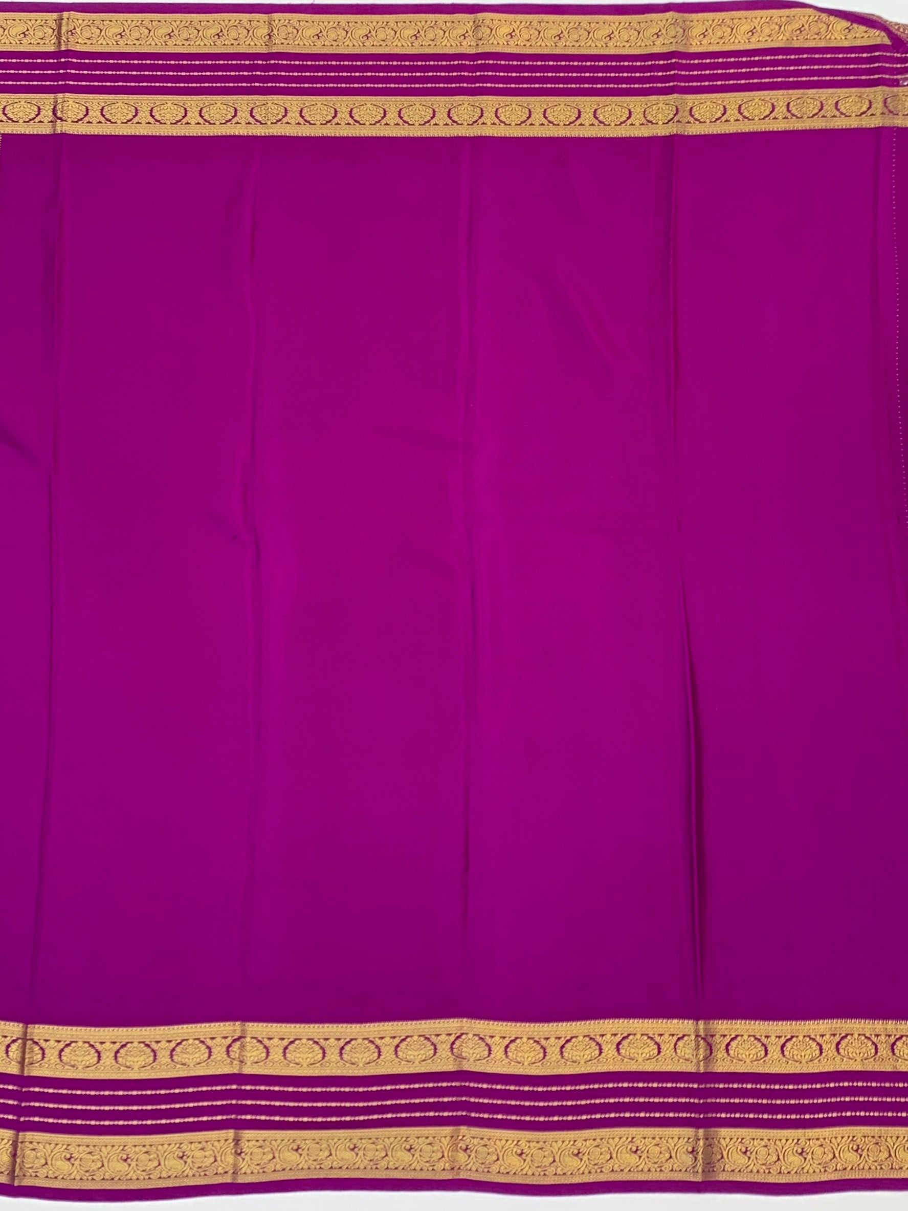 Exquisite Mysore Silk Saree – Lavender Checkered Body with Rich Magenta Pallu