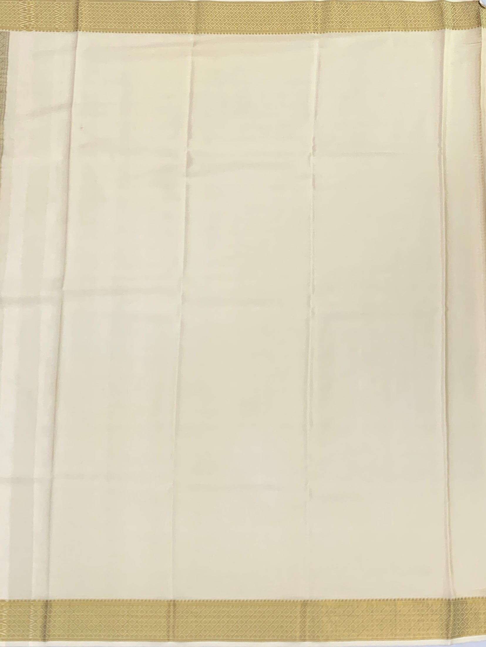 Pure Mysore Silk Saree – Ivory Elegance with Gold Zari Checks