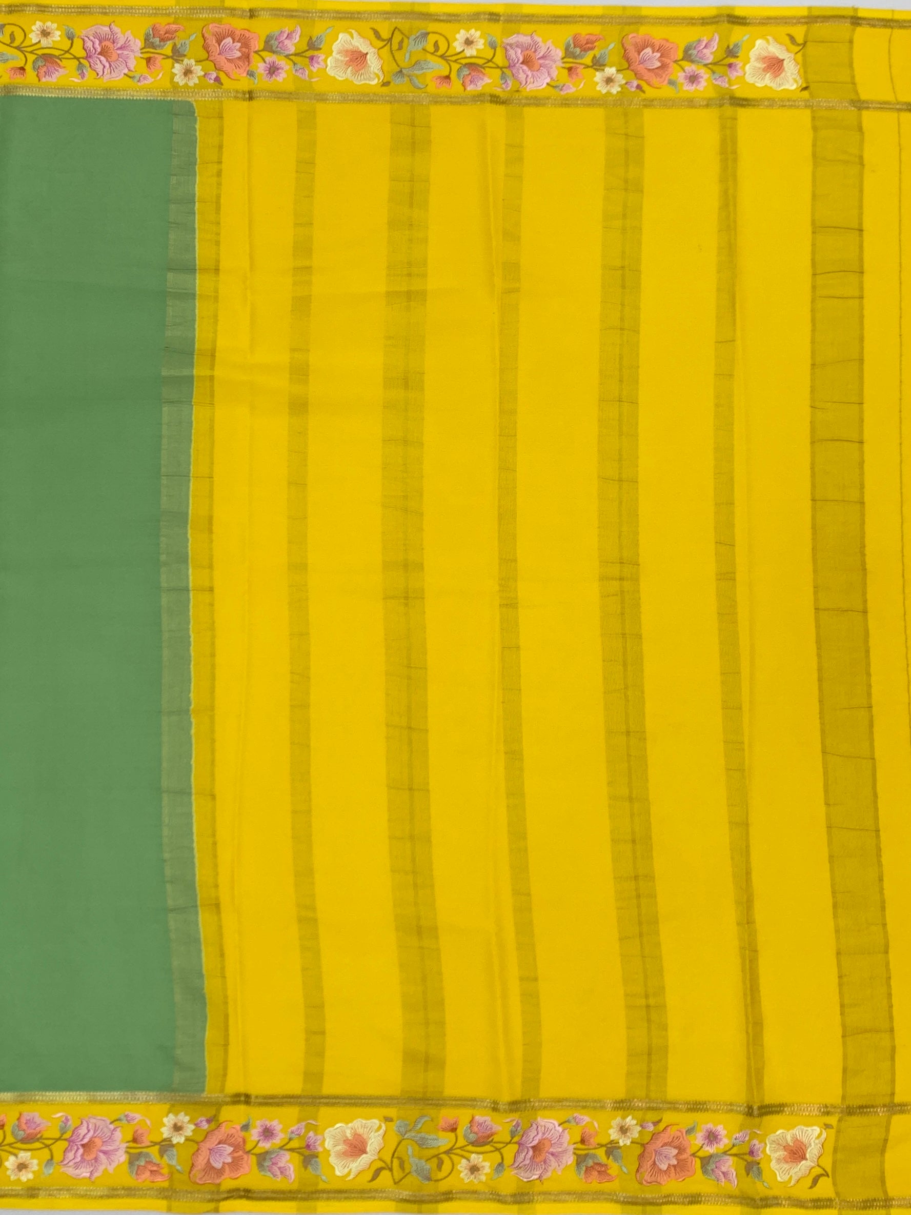 Premium Mysore Silk Saree with Floral Embroidery