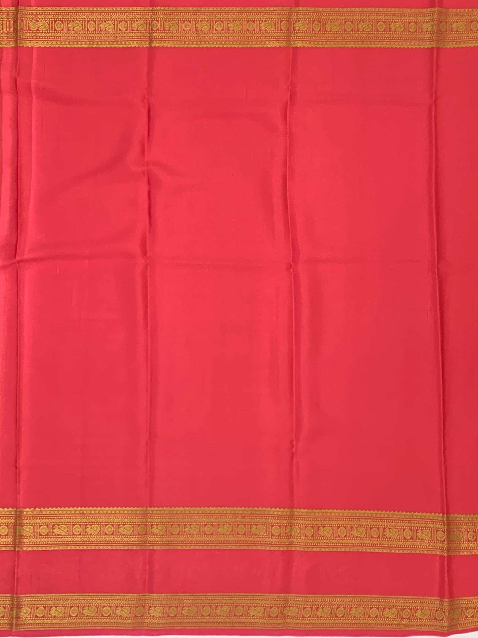 Mysore Silk Embroidery Saree – Salmon Pink & Antique Gold