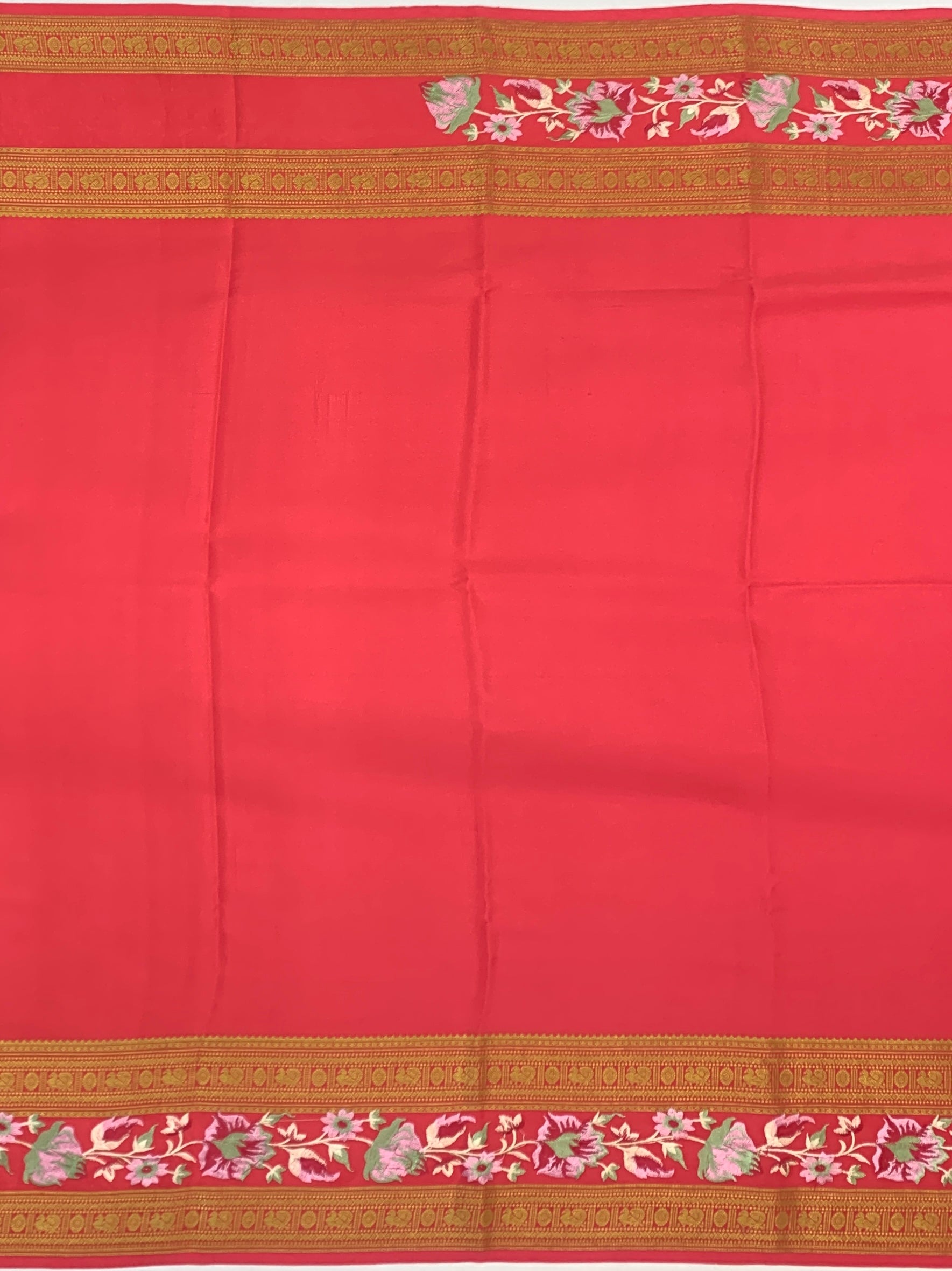 Mysore Silk Embroidery Saree – Salmon Pink & Antique Gold