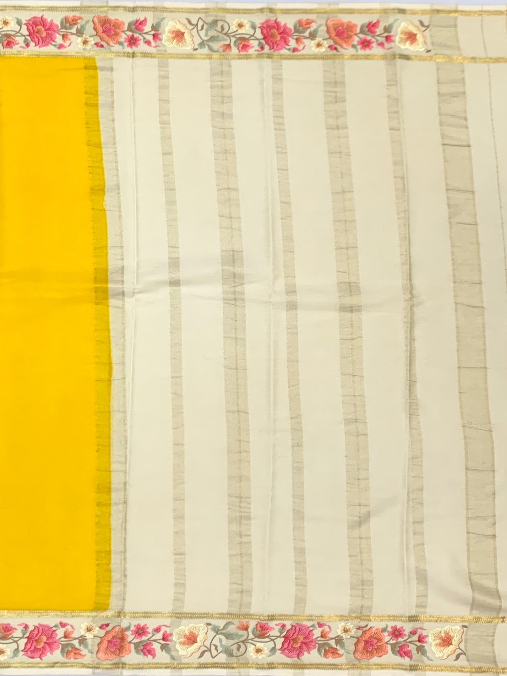 Royal Elegance: Mysore Silk Saree with Floral Embroidery