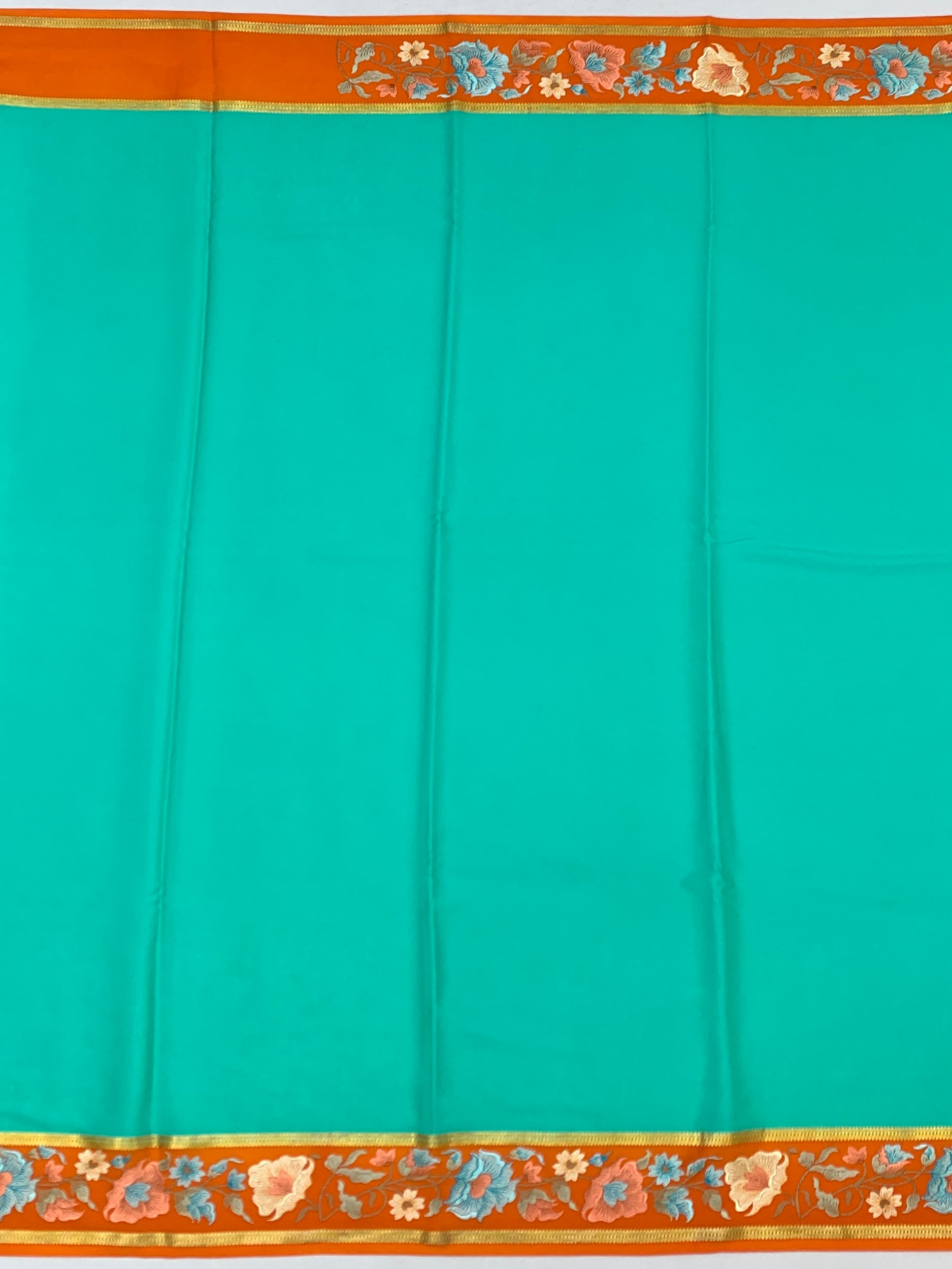 Exquisite Mysore Silk Saree with Floral Embroidery