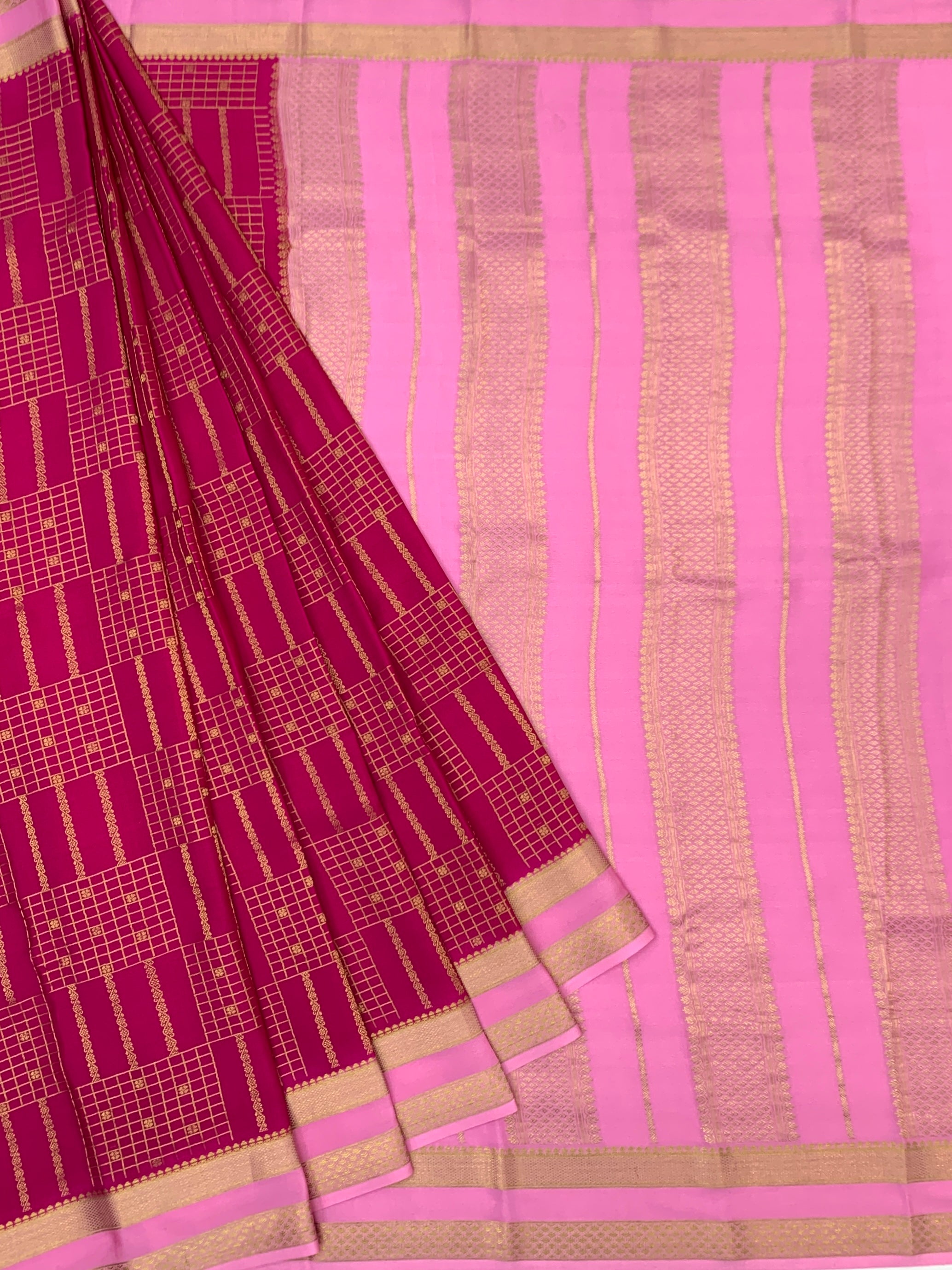 Elegance in Silk: Mysore Silk Saree in Magenta Pink