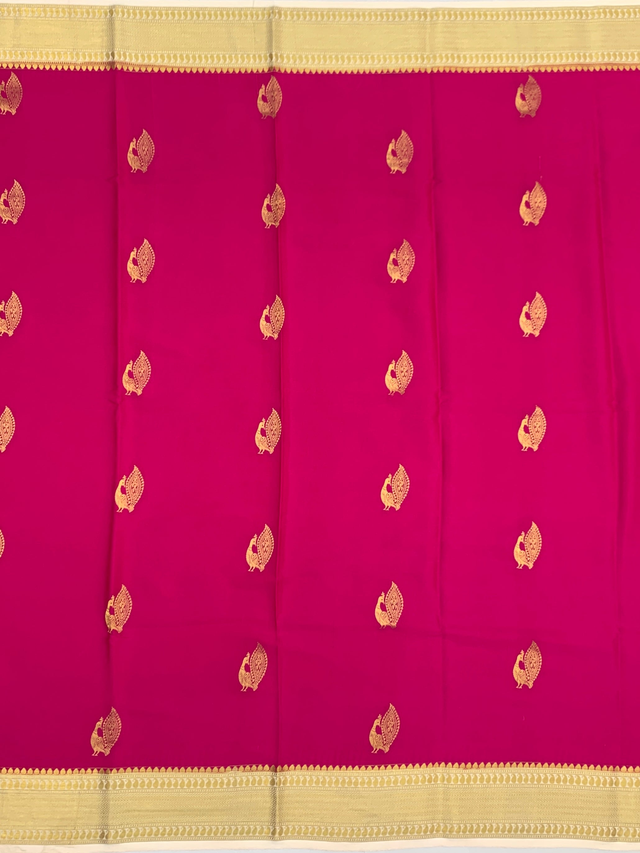 Pink Mysore Silk Saree with Contrast Ivory Zari Pallu