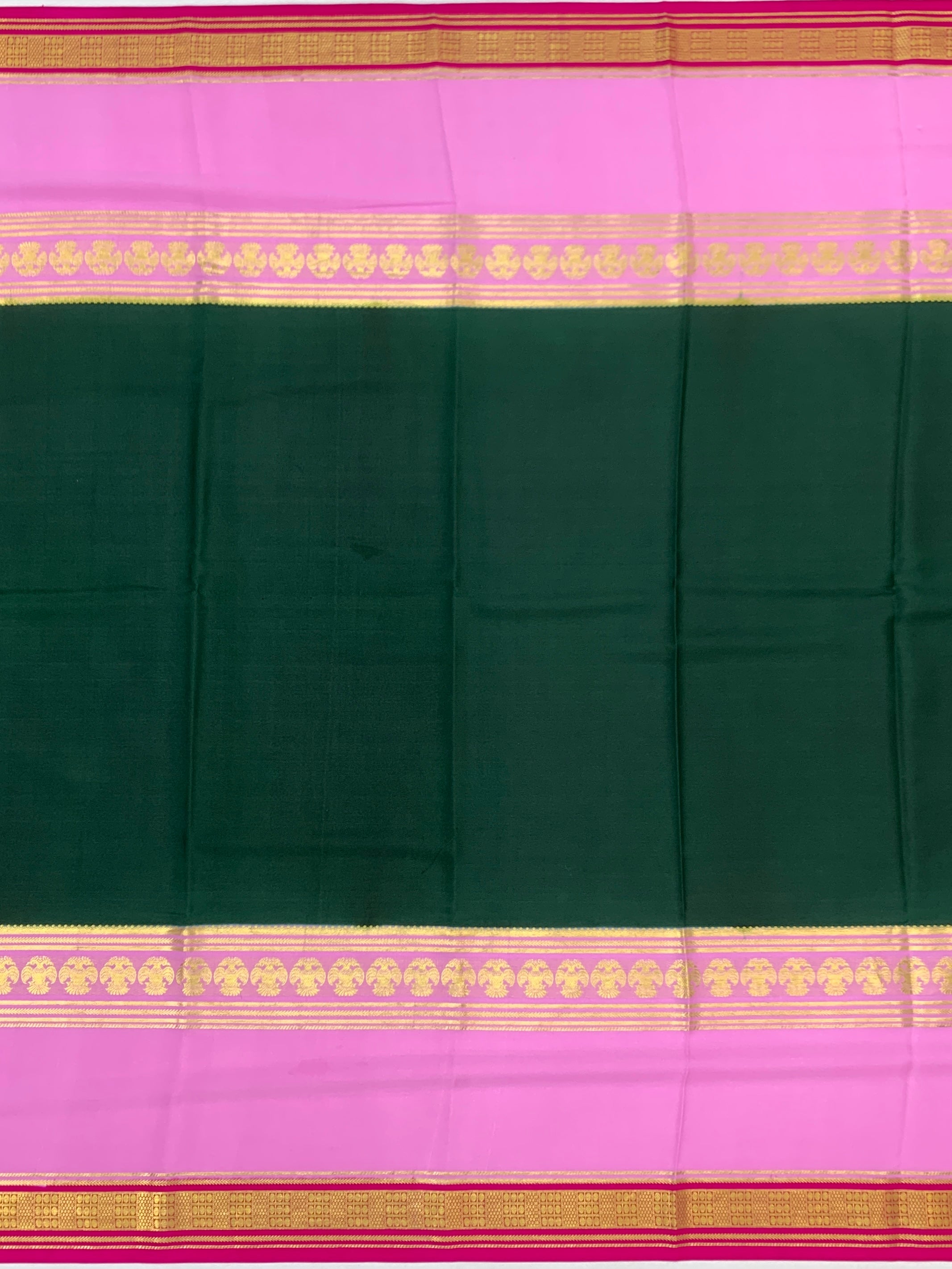 Classic Bottle Green & Orchid Pink Mysore Silk Saree