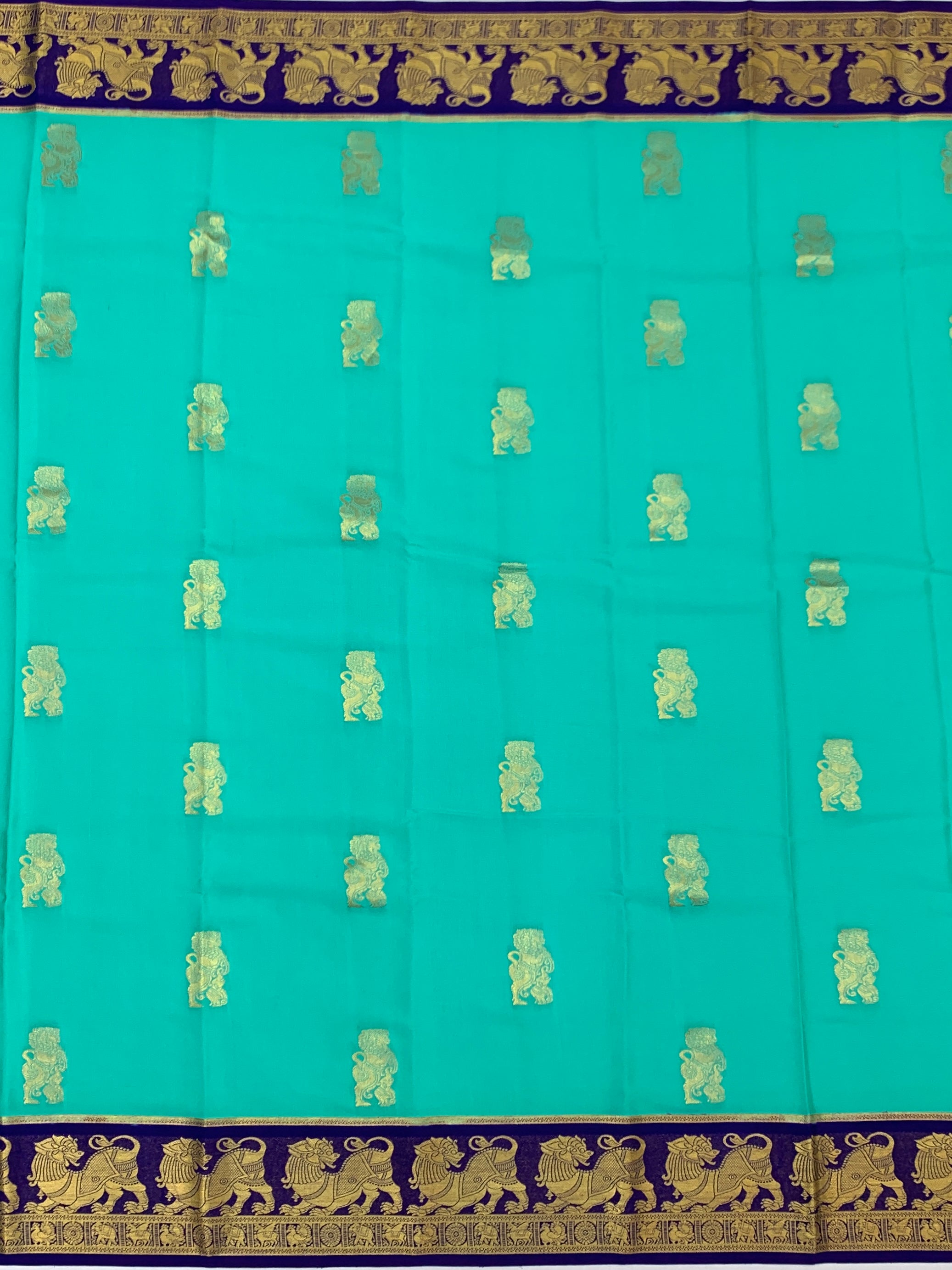Exquisite Mysore Silk Saree – Sea Green & Royal Purple