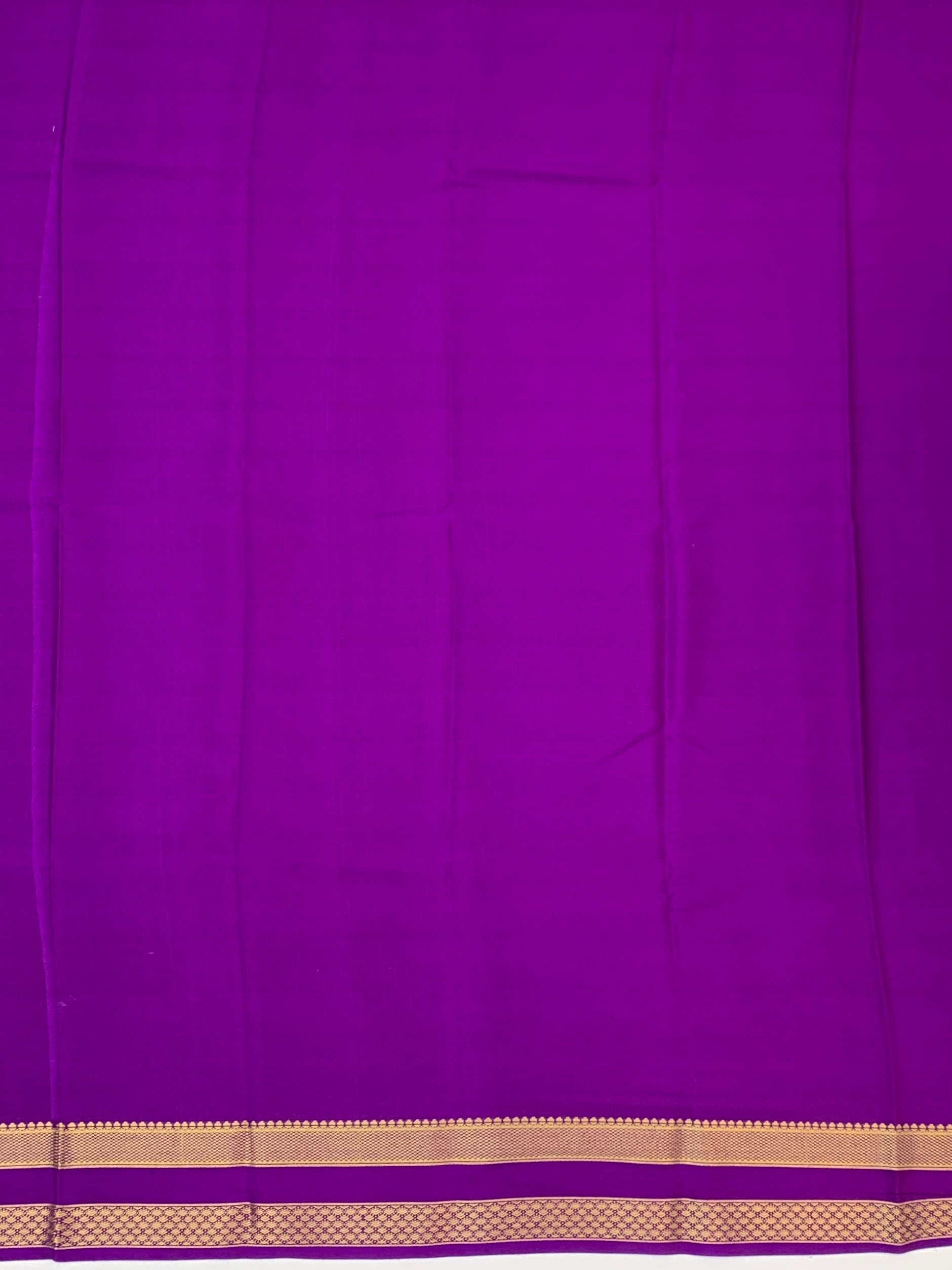 Vibrant Teal & Deep Purple Mysore Silk Saree with Geometric Zari Work