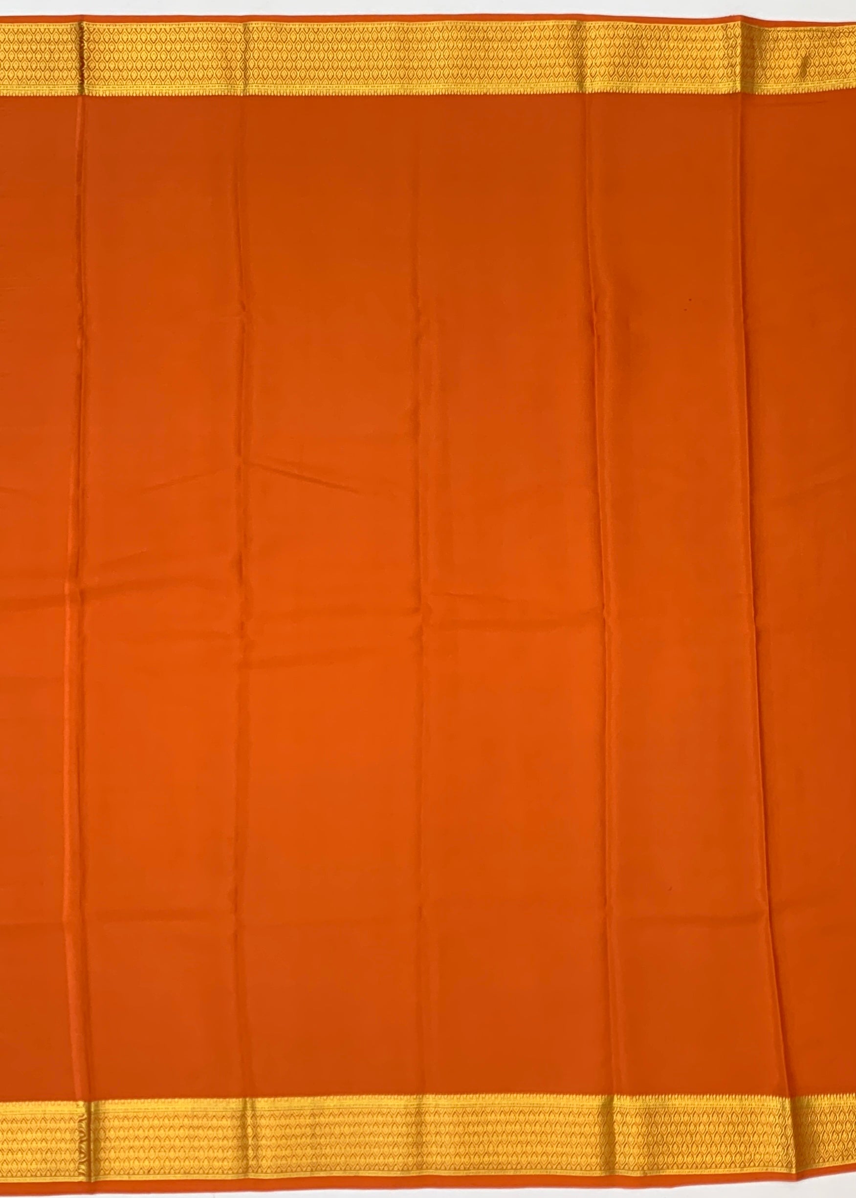 Vibrant Orange Mysore Silk Saree with Rich Gold Zari Checks