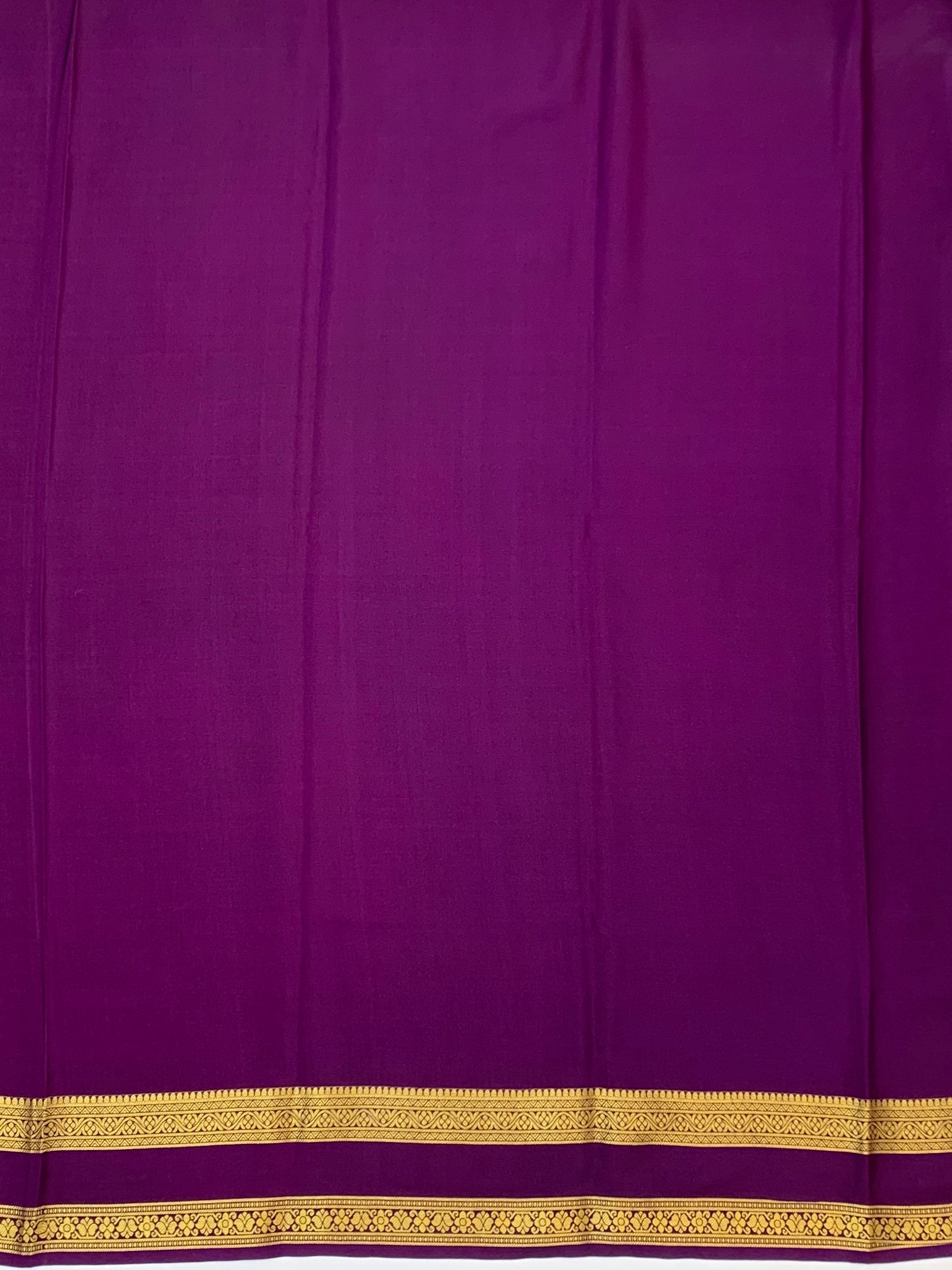 Elegant Turquoise Blue & Deep Purple Mysore Silk Saree with Floral Zari Work