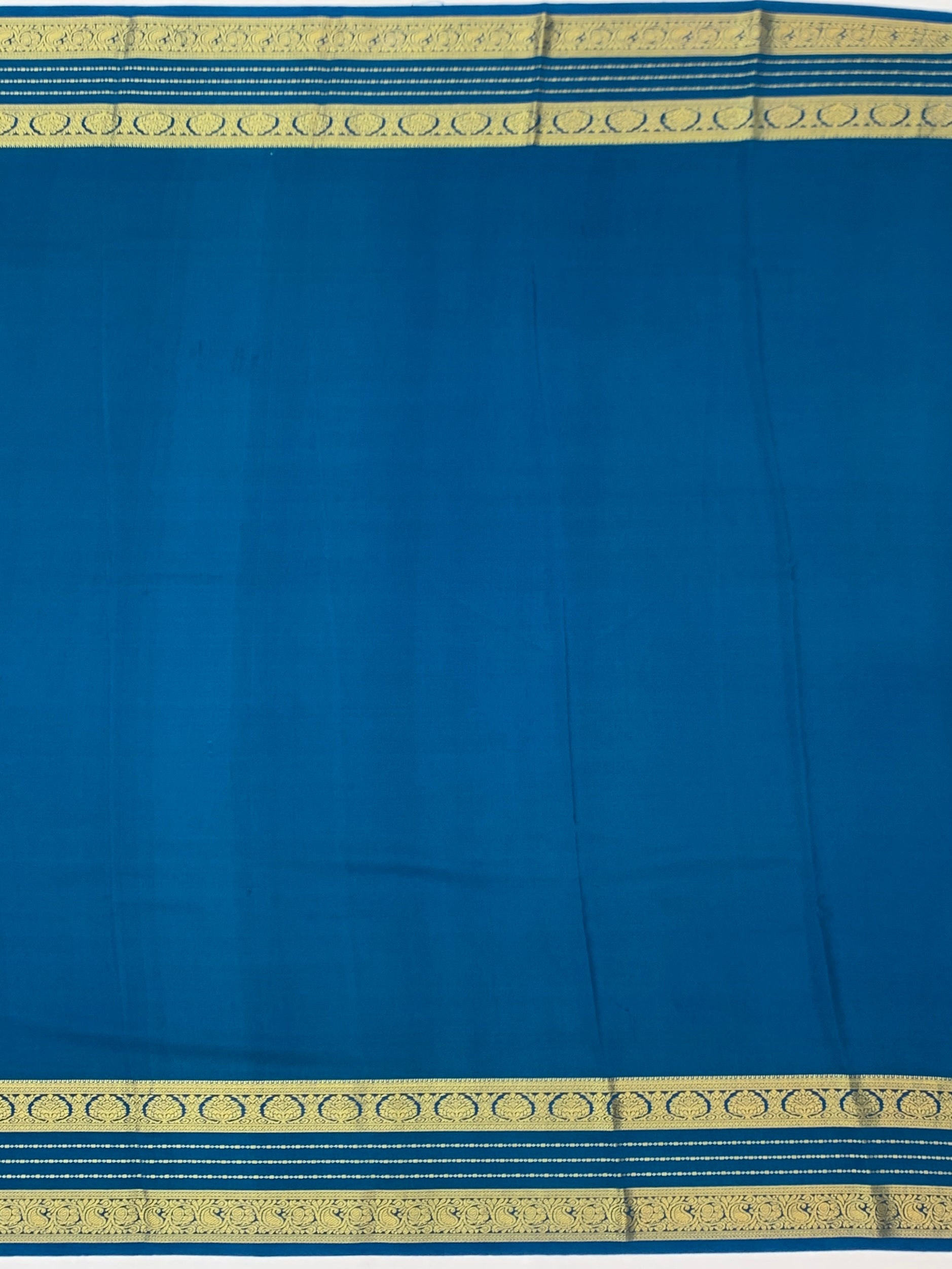 Royal Contrast Mysore Silk Saree – Mint Green & Peacock Blue