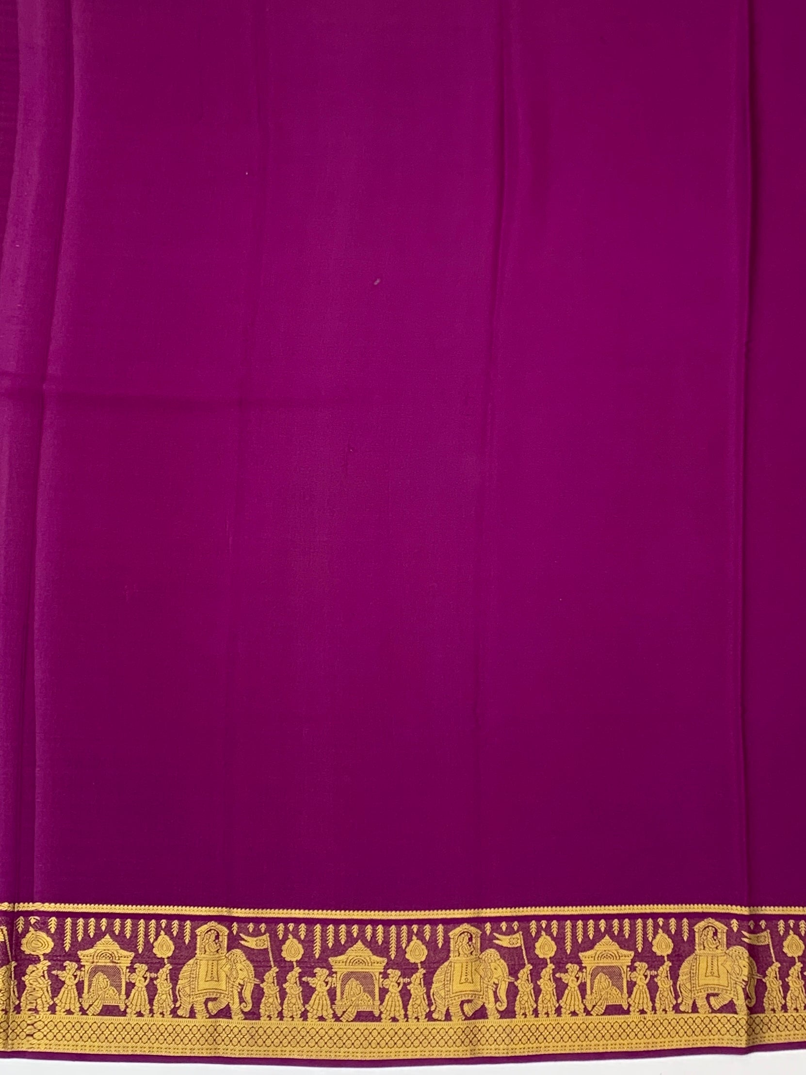 Vibrant Lime Green & Royal Purple Mysore Silk Saree