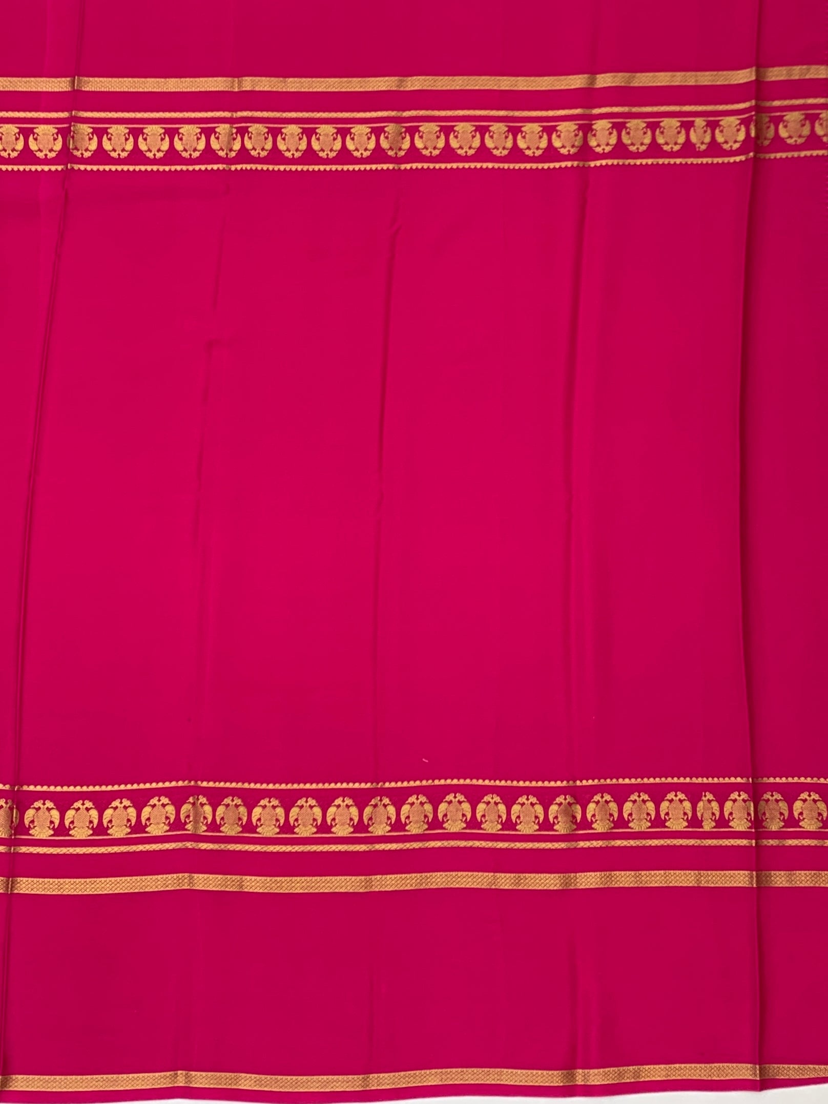 Mysore Silk Saree – Deep Violet & Rani Pink with Traditional Gold Zari Border