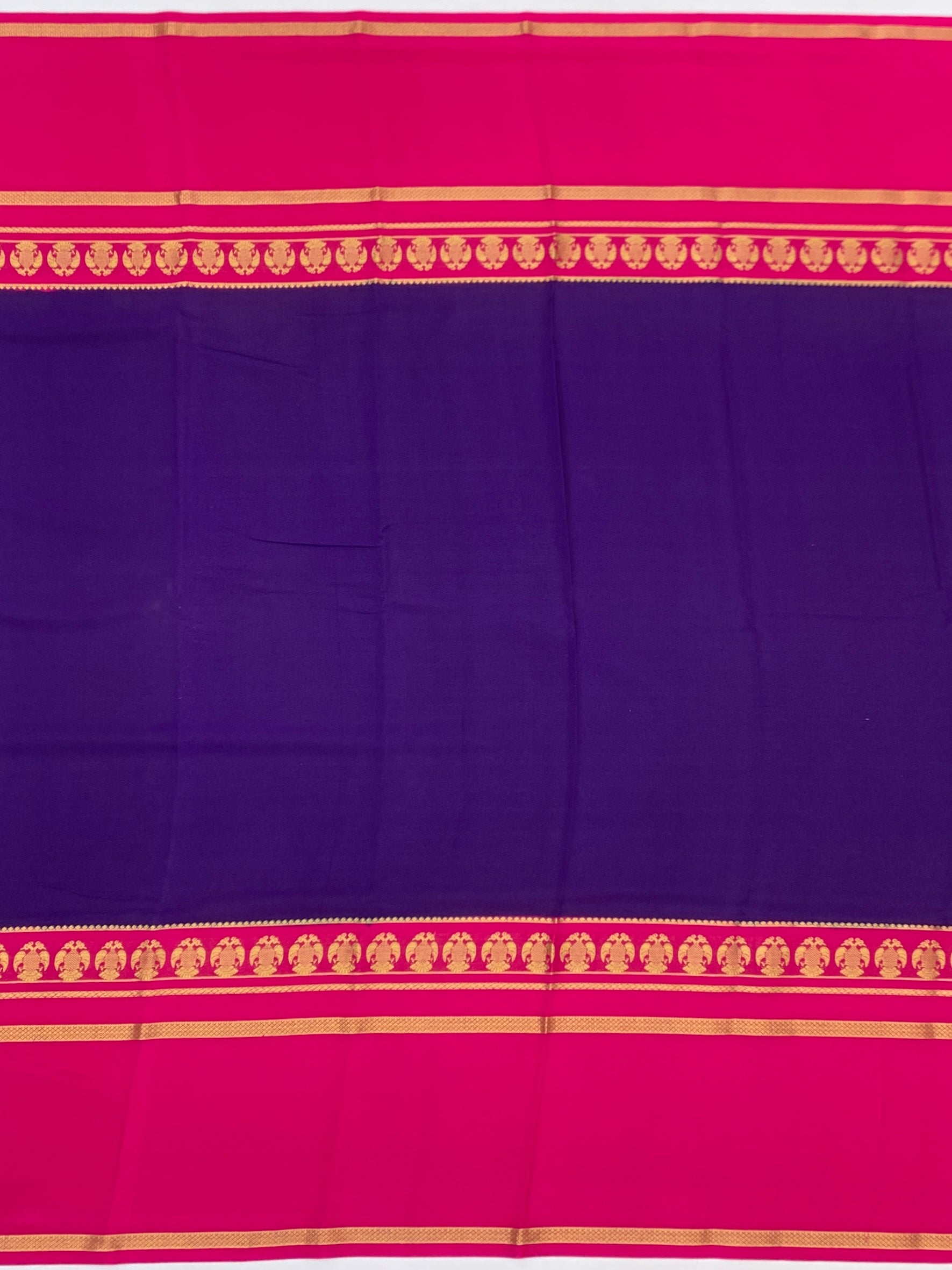 Mysore Silk Saree – Deep Violet & Rani Pink with Traditional Gold Zari Border