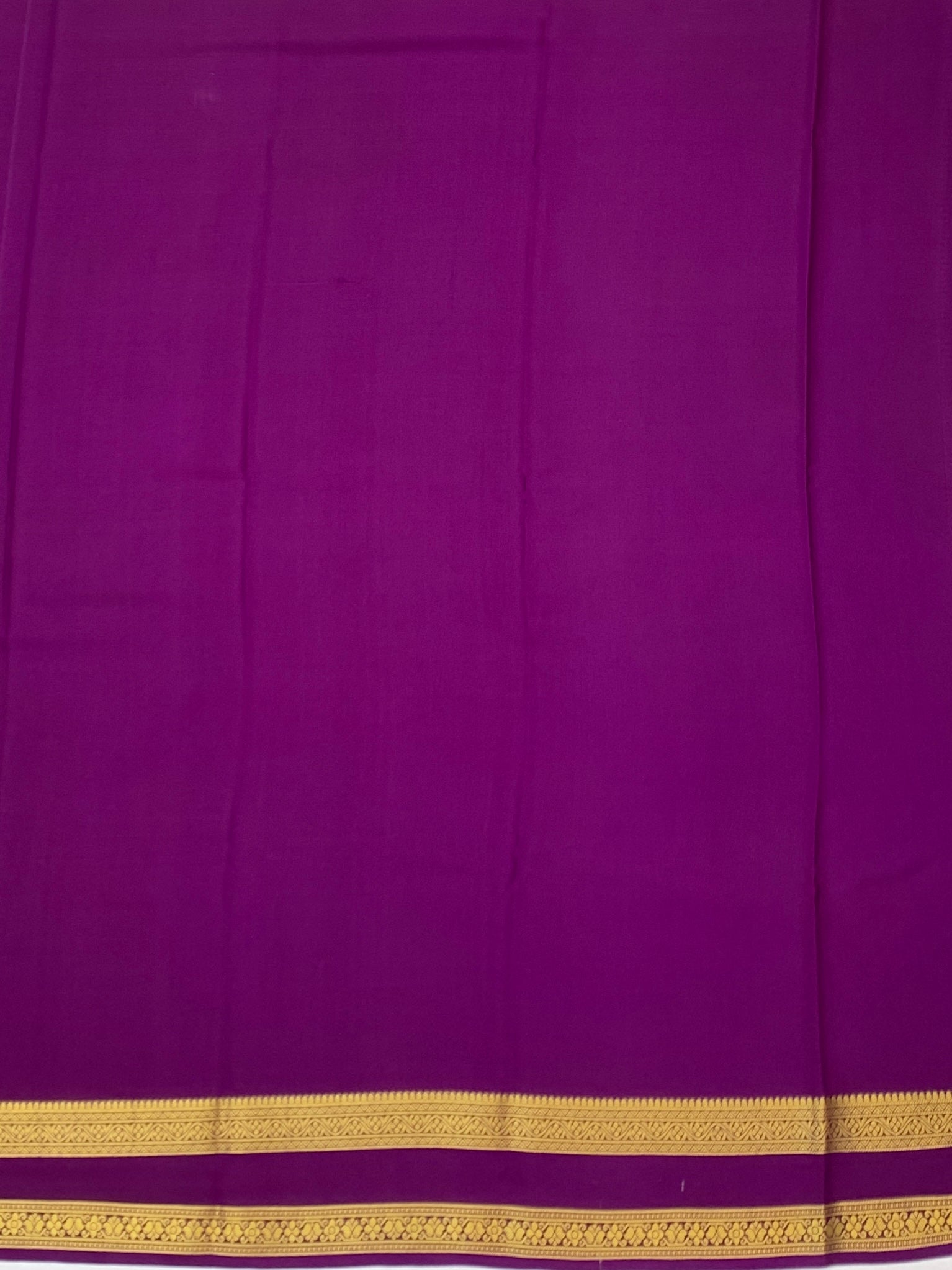 Exquisite Deep Purple Mysore Silk Saree with Gold Zari Floral Motifs