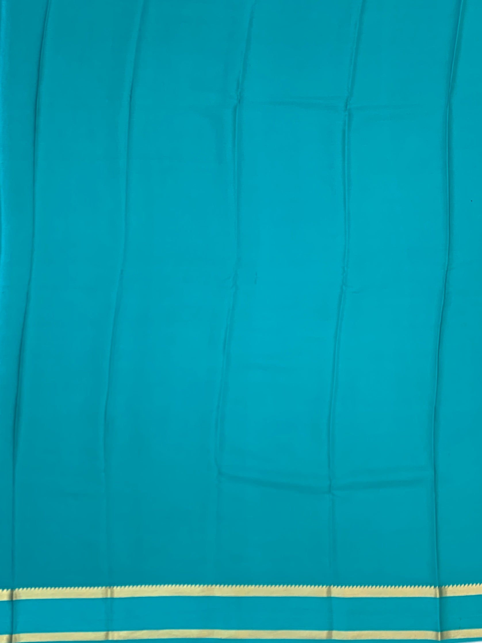 Elegant Turquoise Blue Mysore Silk Saree with Gold Zari Motifs
