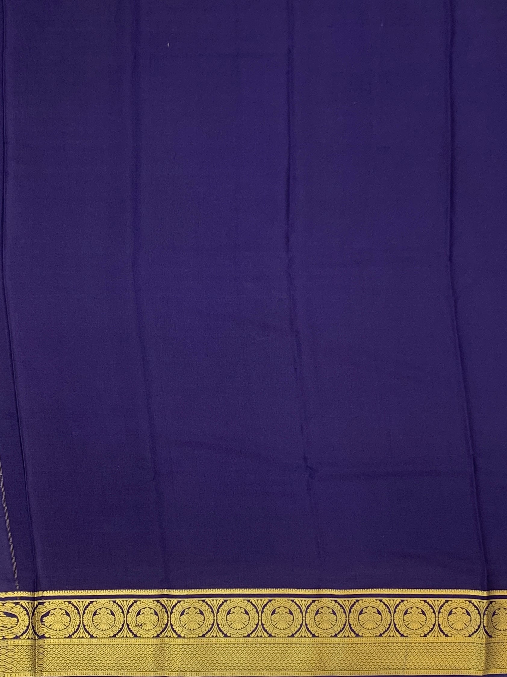 Royal Contrast: Seafoam Teal & Navy Blue Mysore Silk Saree