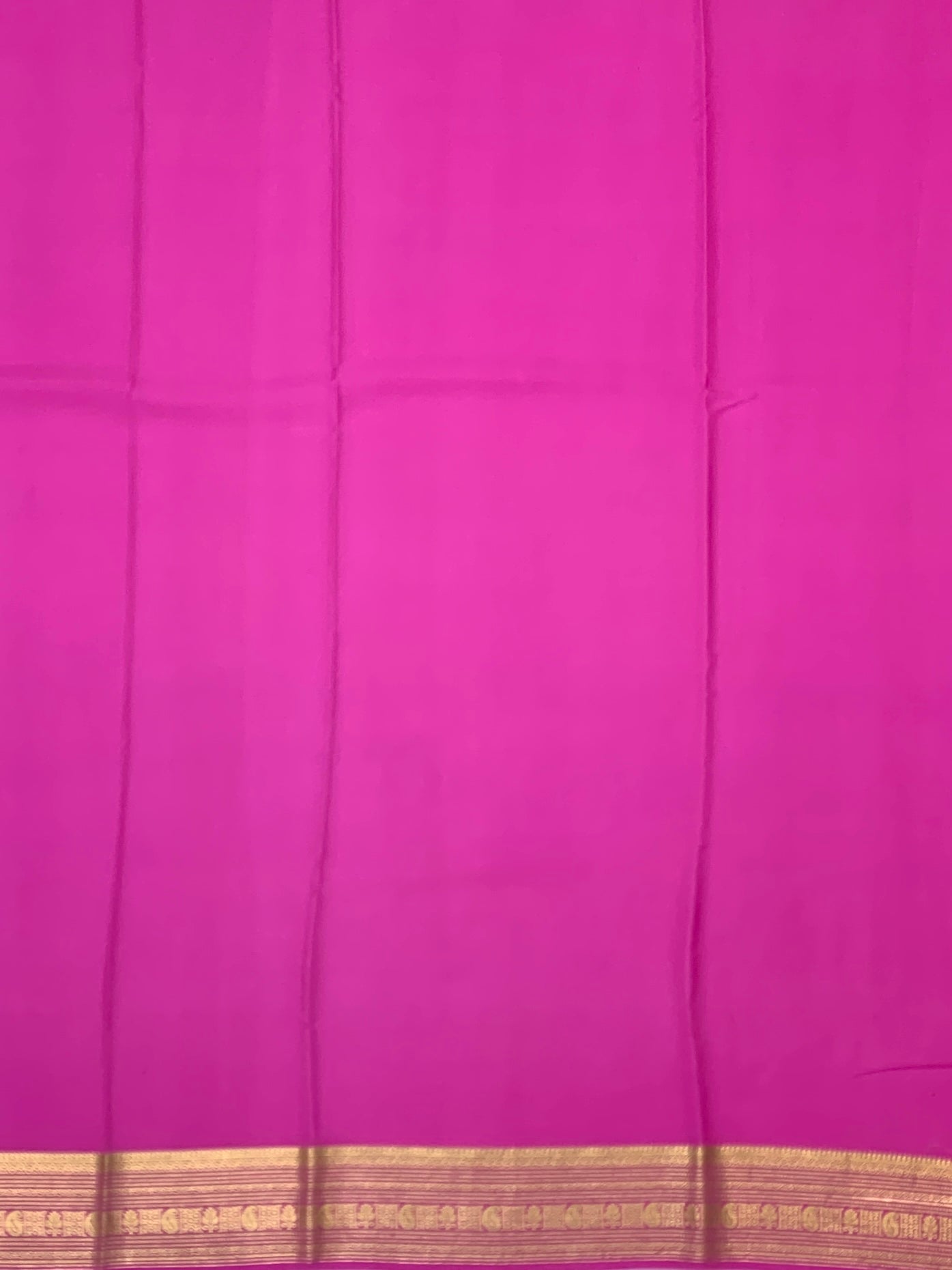 Deep Bottle Green & Light Magenta Mysore Silk Saree with Gold Zari