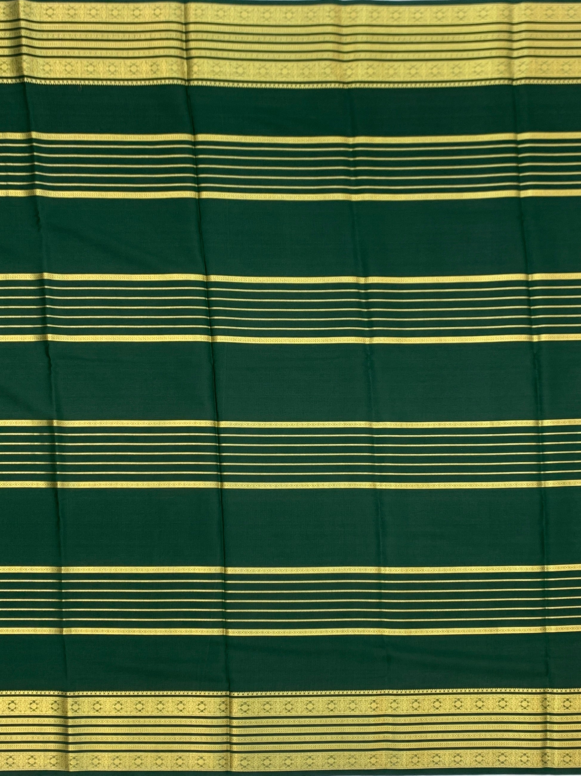 Exquisite Bottle Green Mysore Silk Saree with Gold Zari Stripes