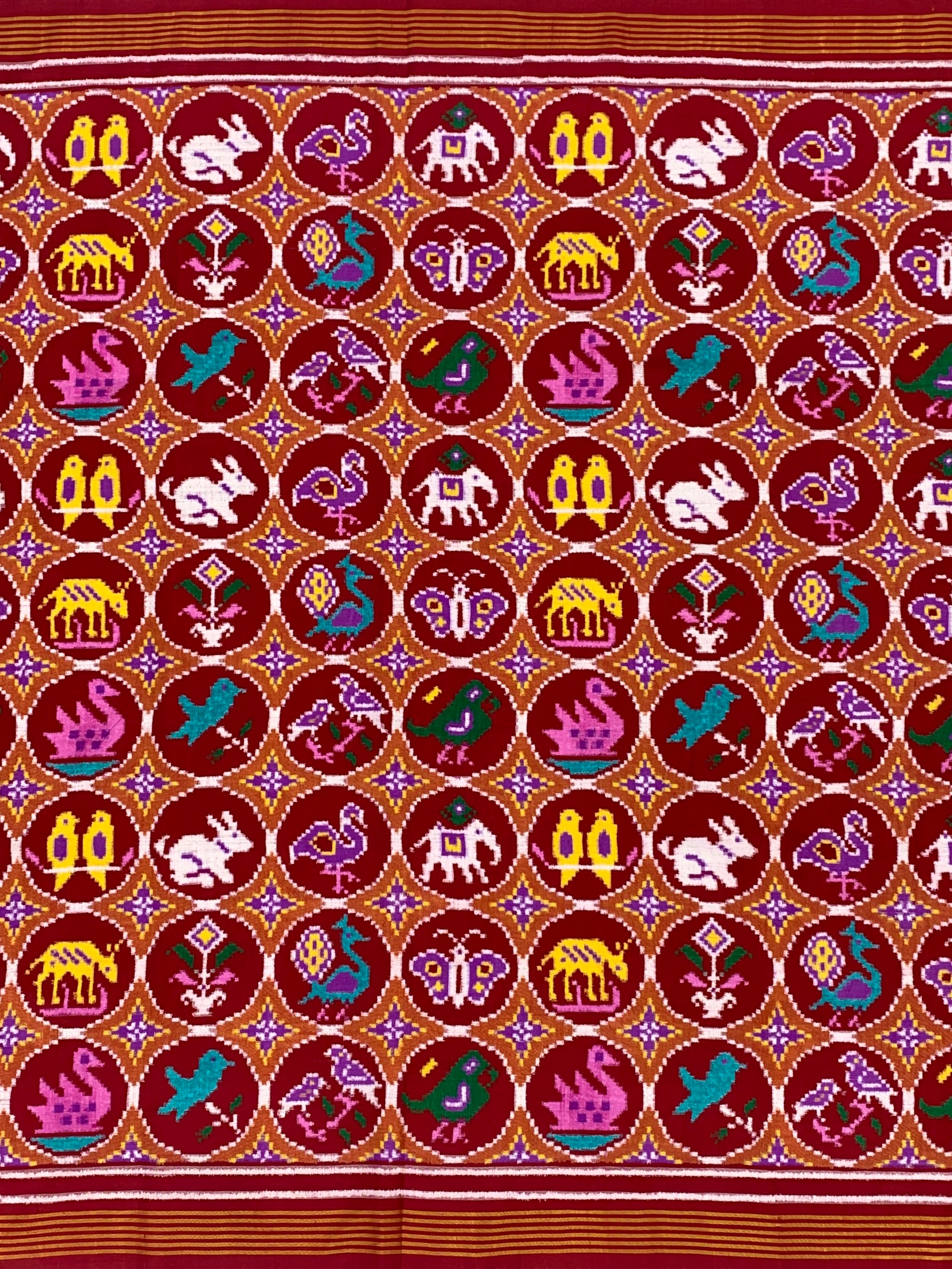 Exquisite Handwoven Patan Patola Silk Saree – Animal Motifs