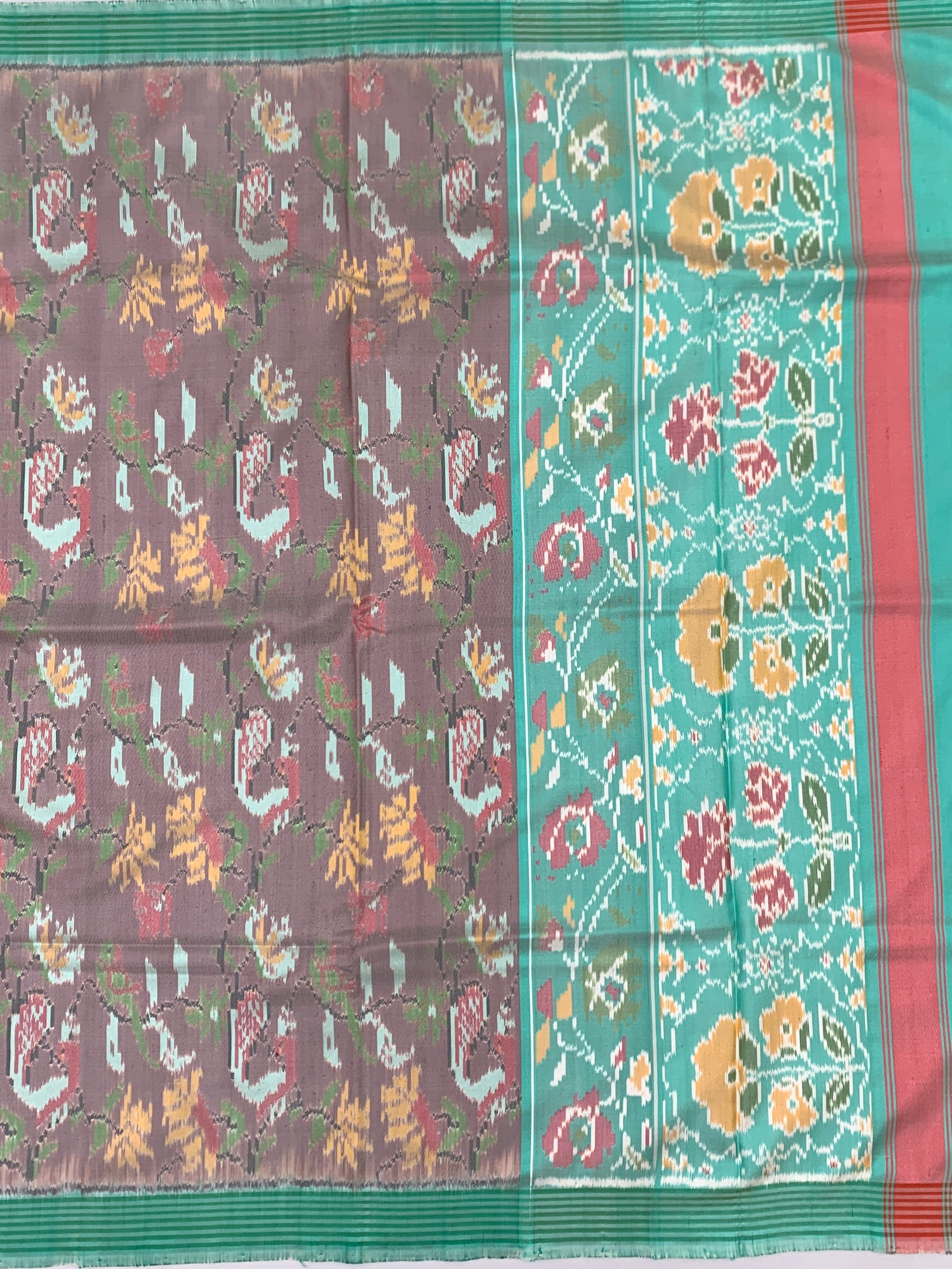 Dusty Mauve & Teal Patola Saree