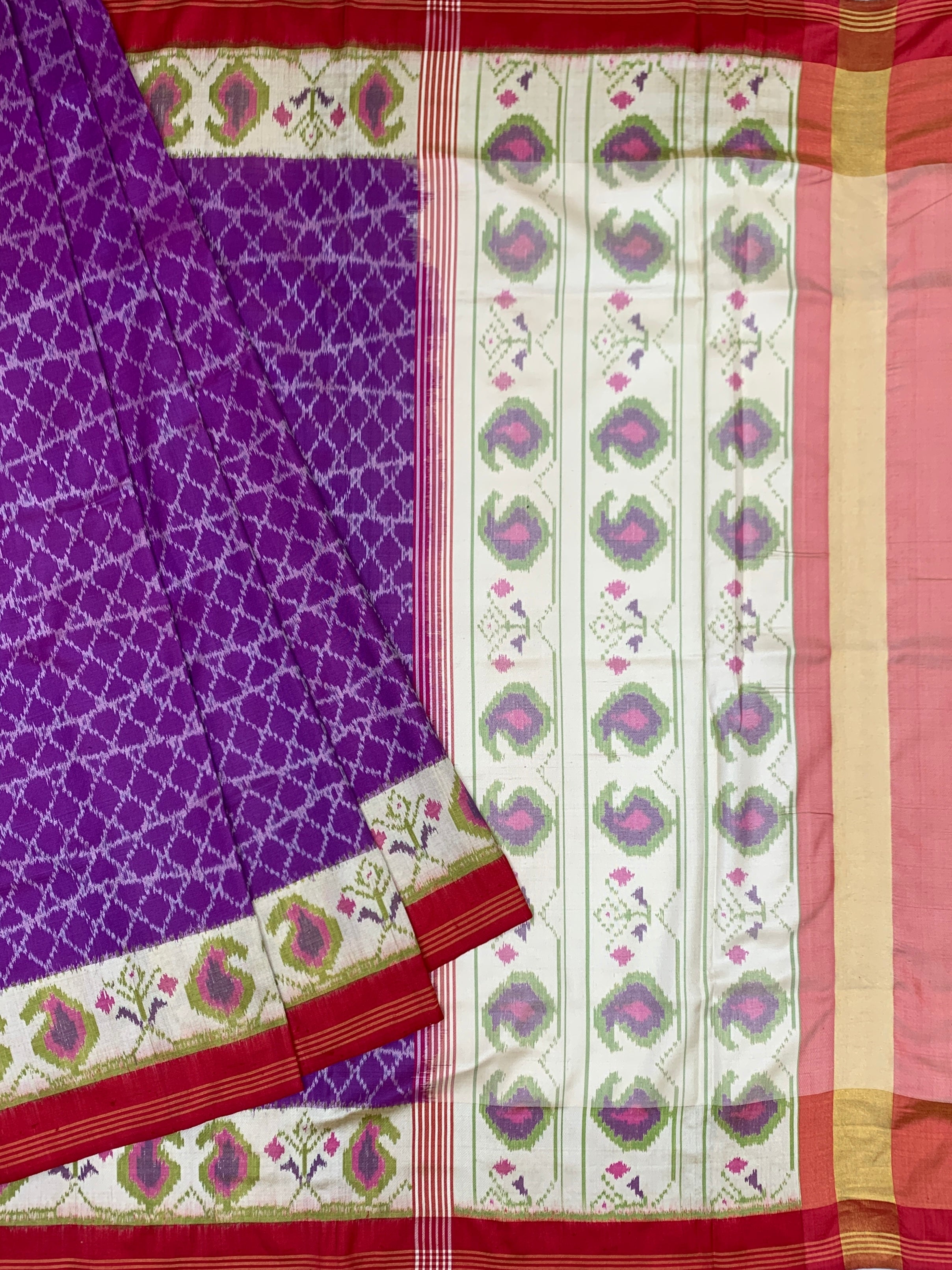 Royal Purple Handloomed Patola Silk Saree