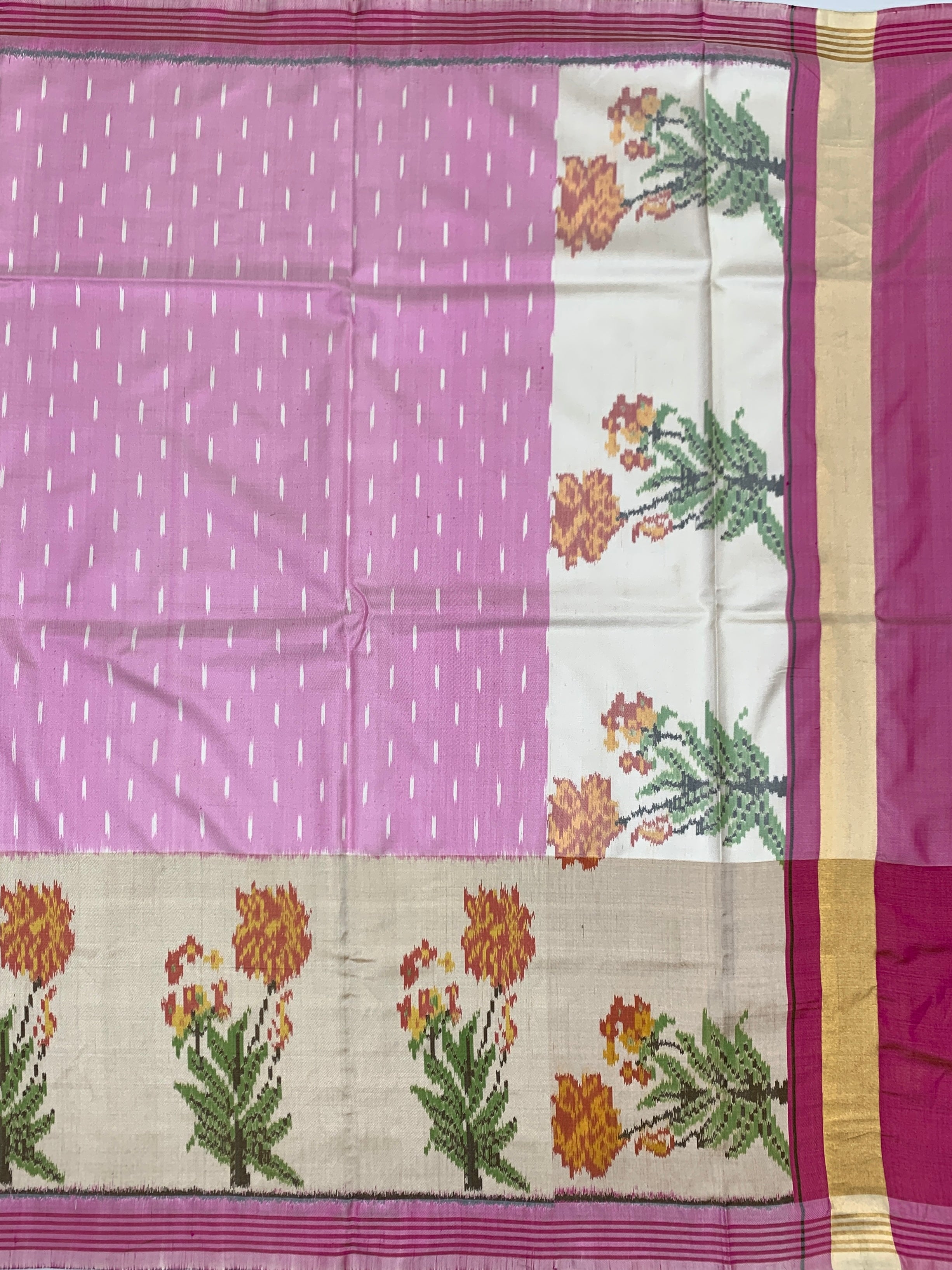 Blush Bloom: Baby Pink & Floral Patola Saree