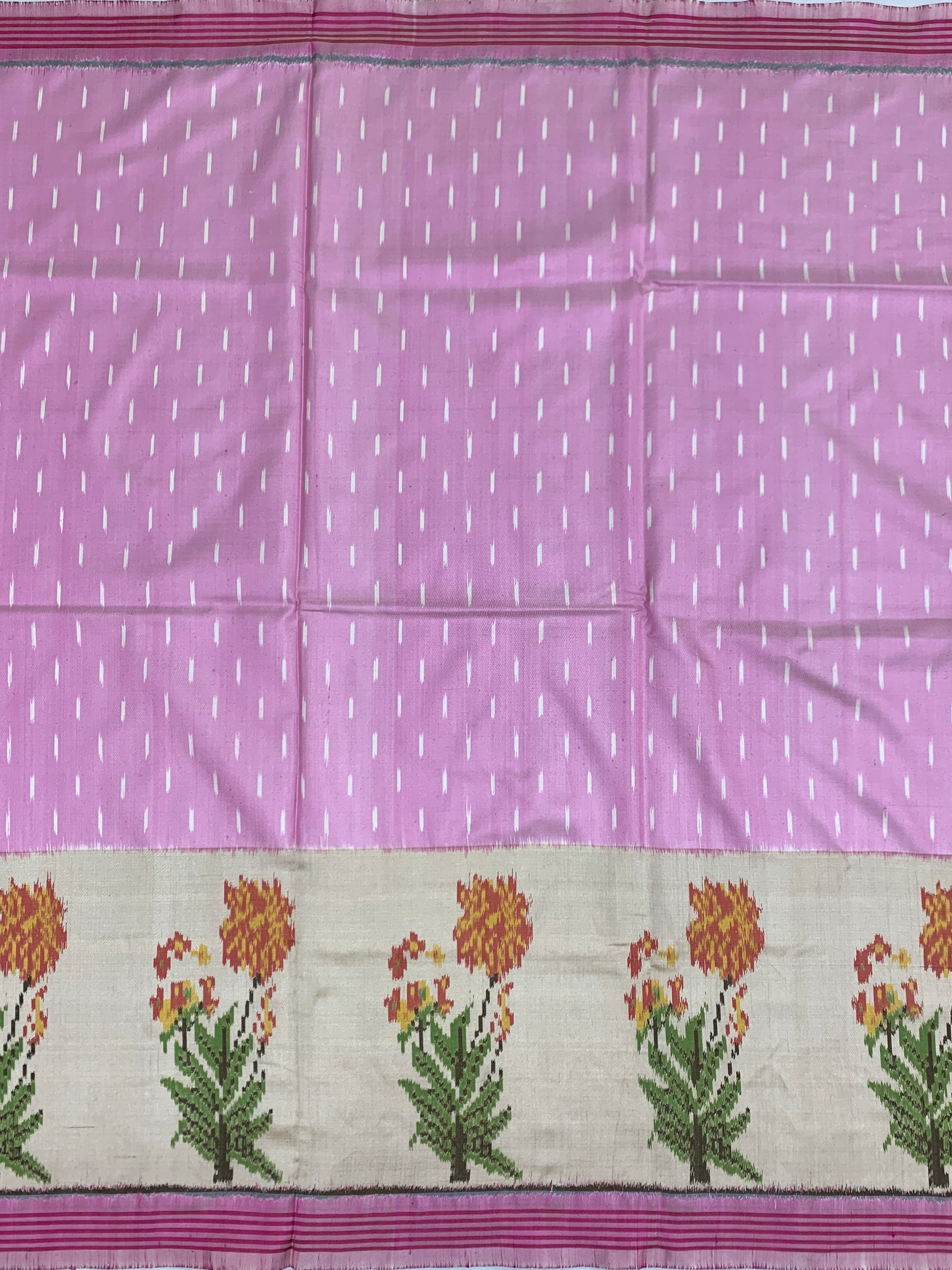 Blush Bloom: Baby Pink & Floral Patola Saree