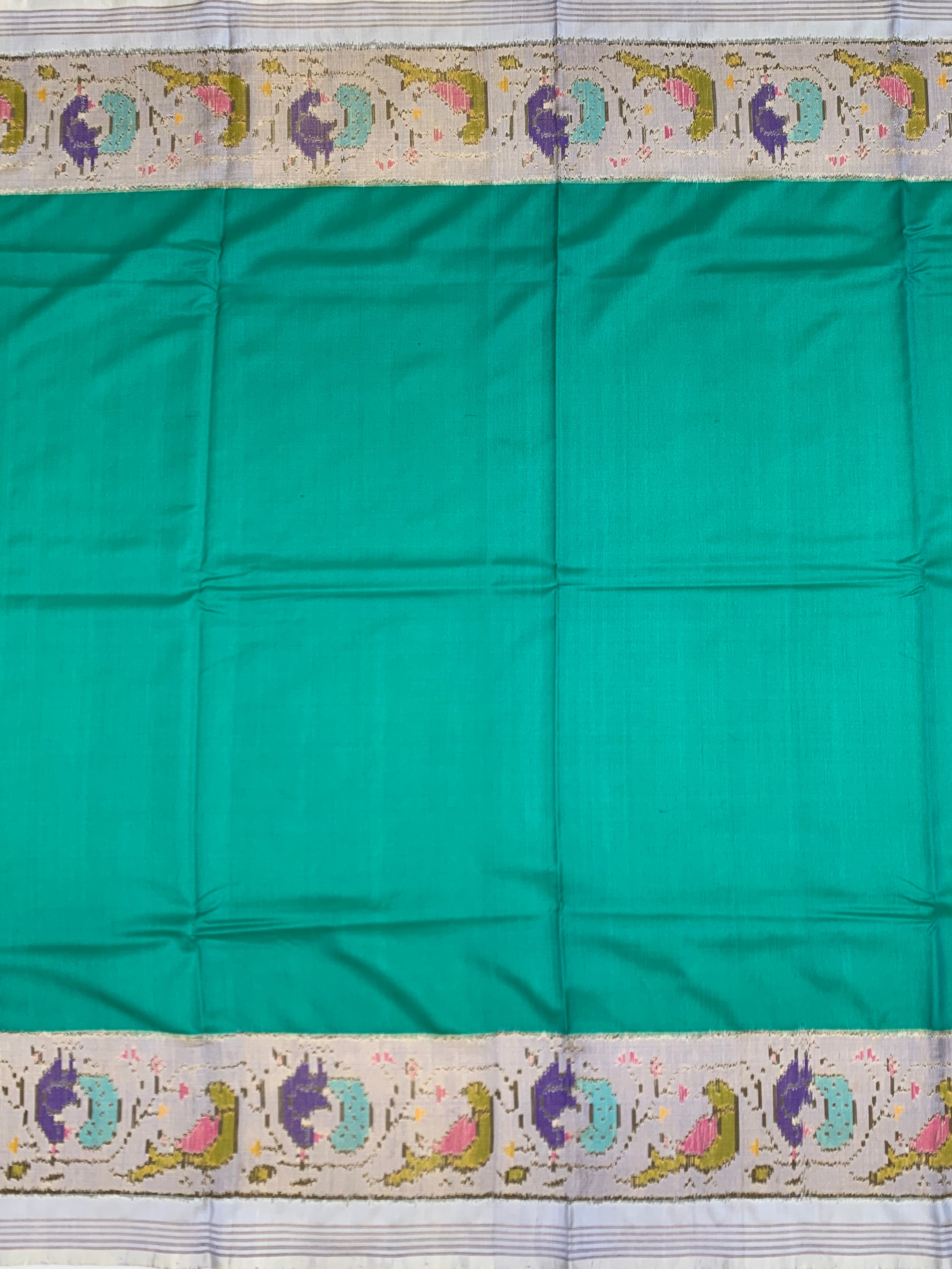 The Verdant Bloom: Sea Green & Light-Lavender Patola Saree