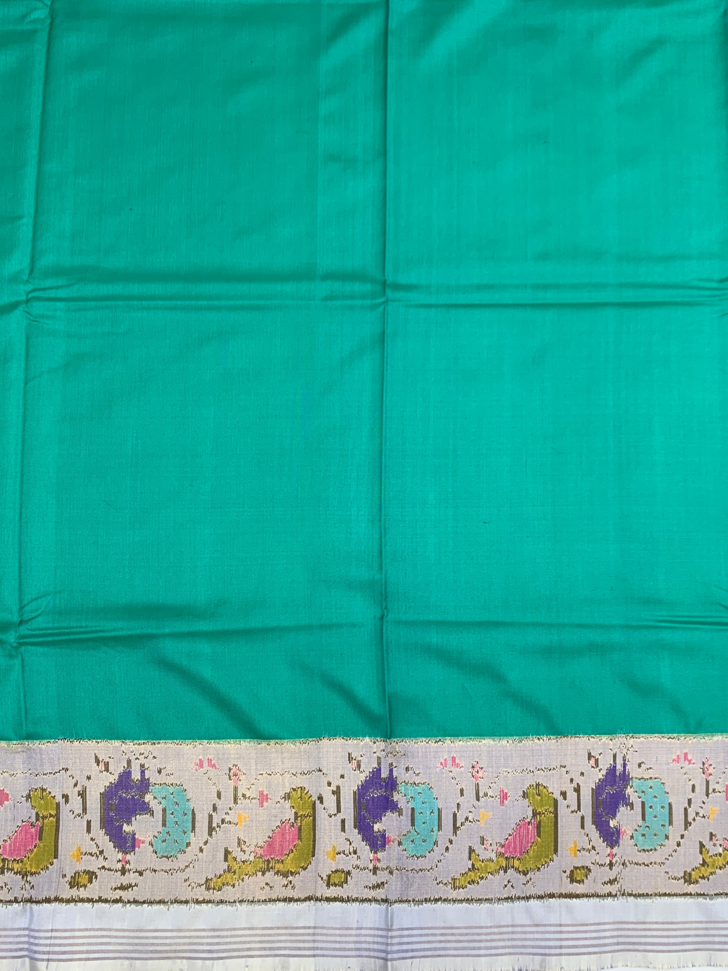 The Verdant Bloom: Sea Green & Light-Lavender Patola Saree