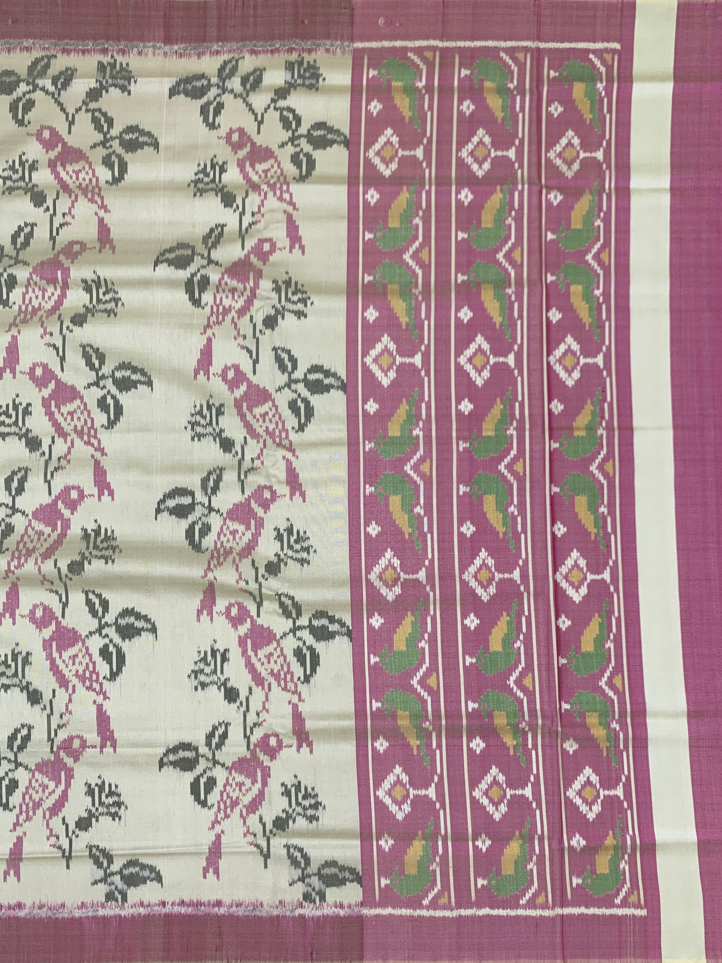 Cream & Onion Pink Patola Saree
