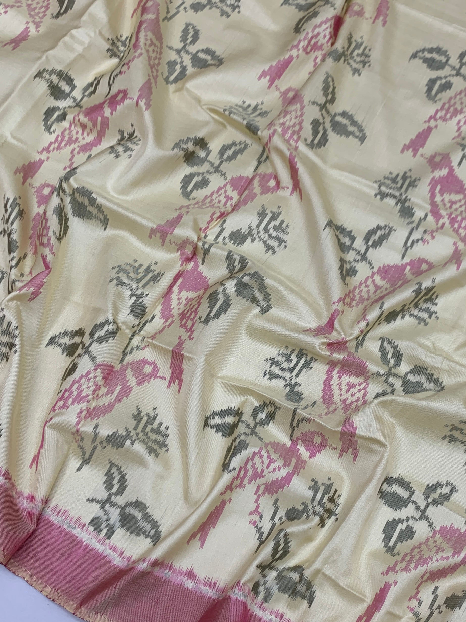 Cream & Onion Pink Patola Saree