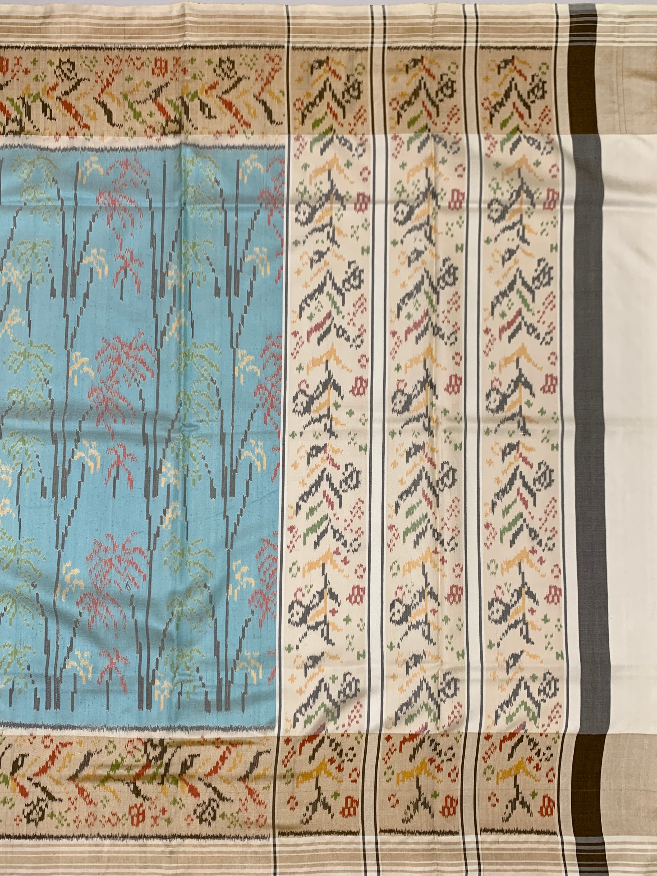 Light Blue & Cream Patola Silk Saree