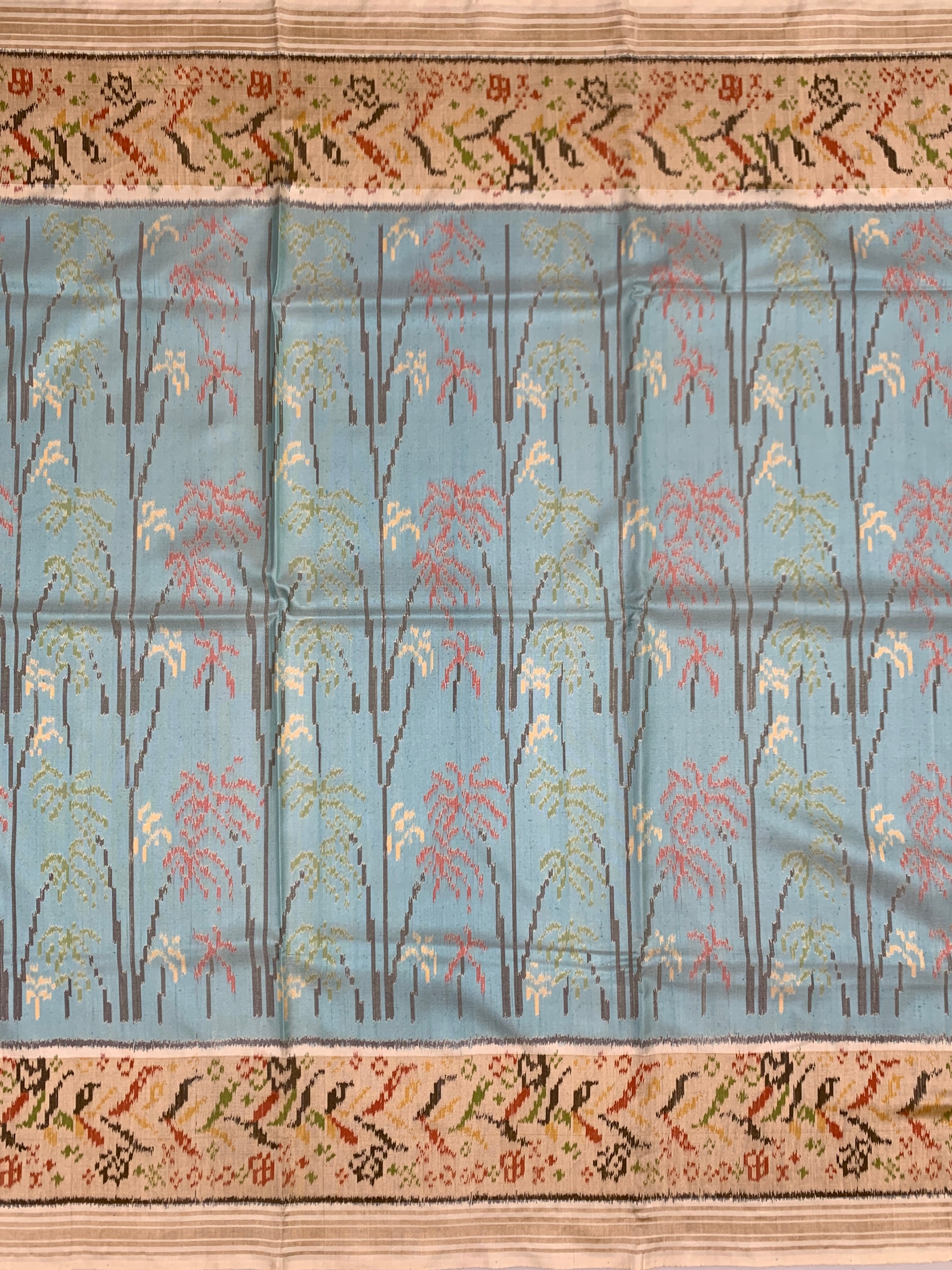 Light Blue & Cream Patola Silk Saree