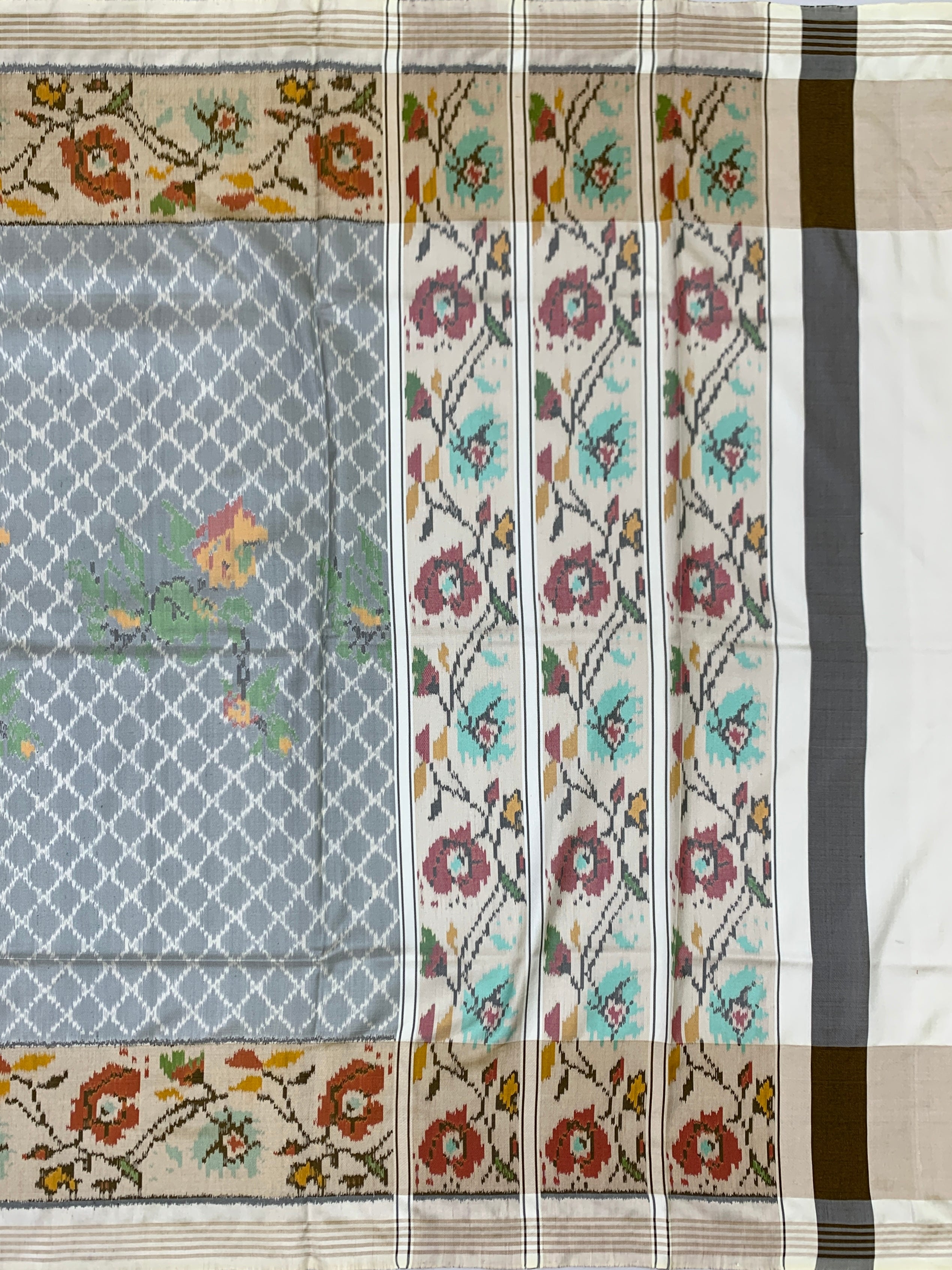 Grey & Gold Handloom Patola Saree