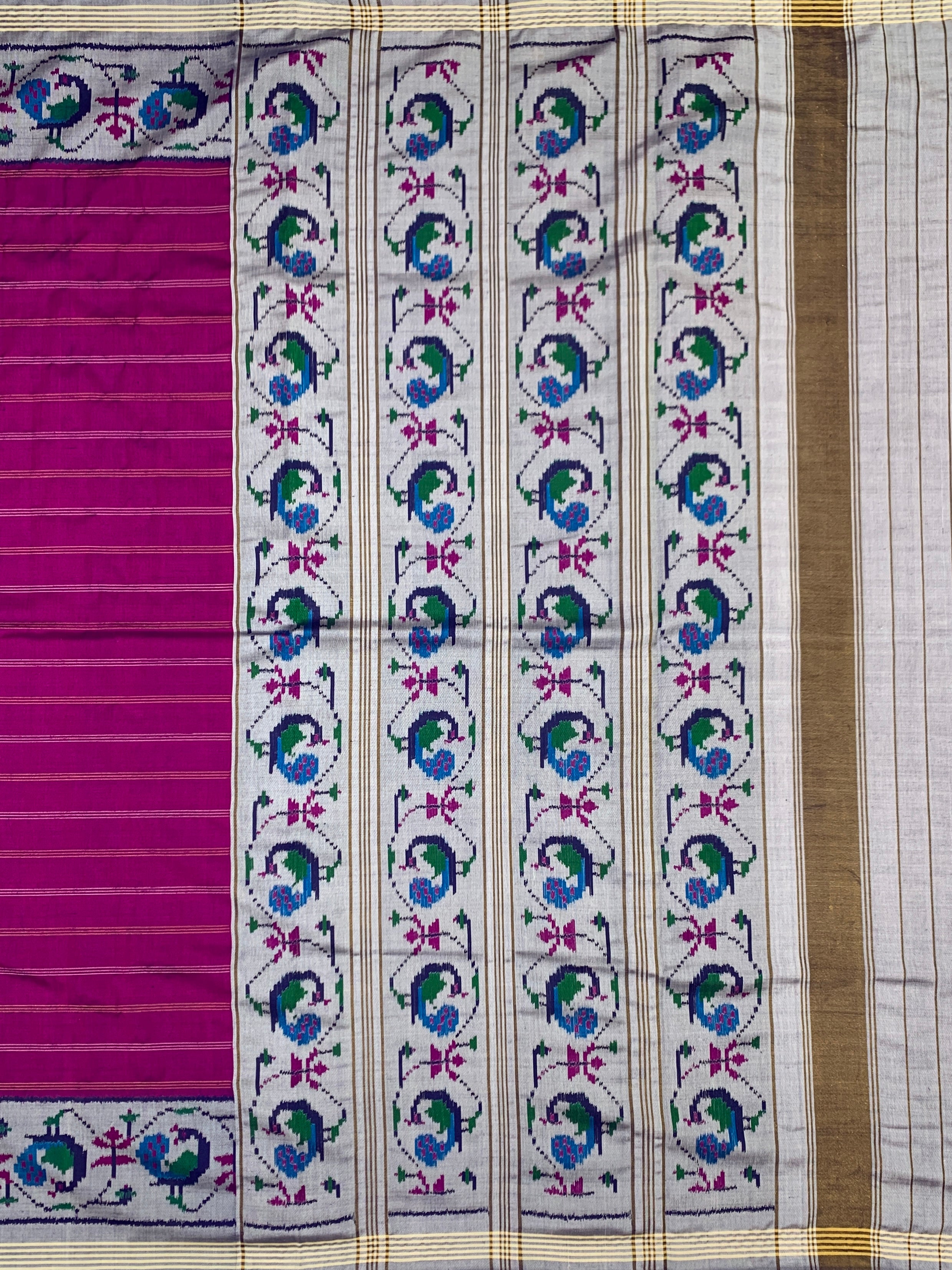 Deep Magenta & Silver-Grey Patolas Saree