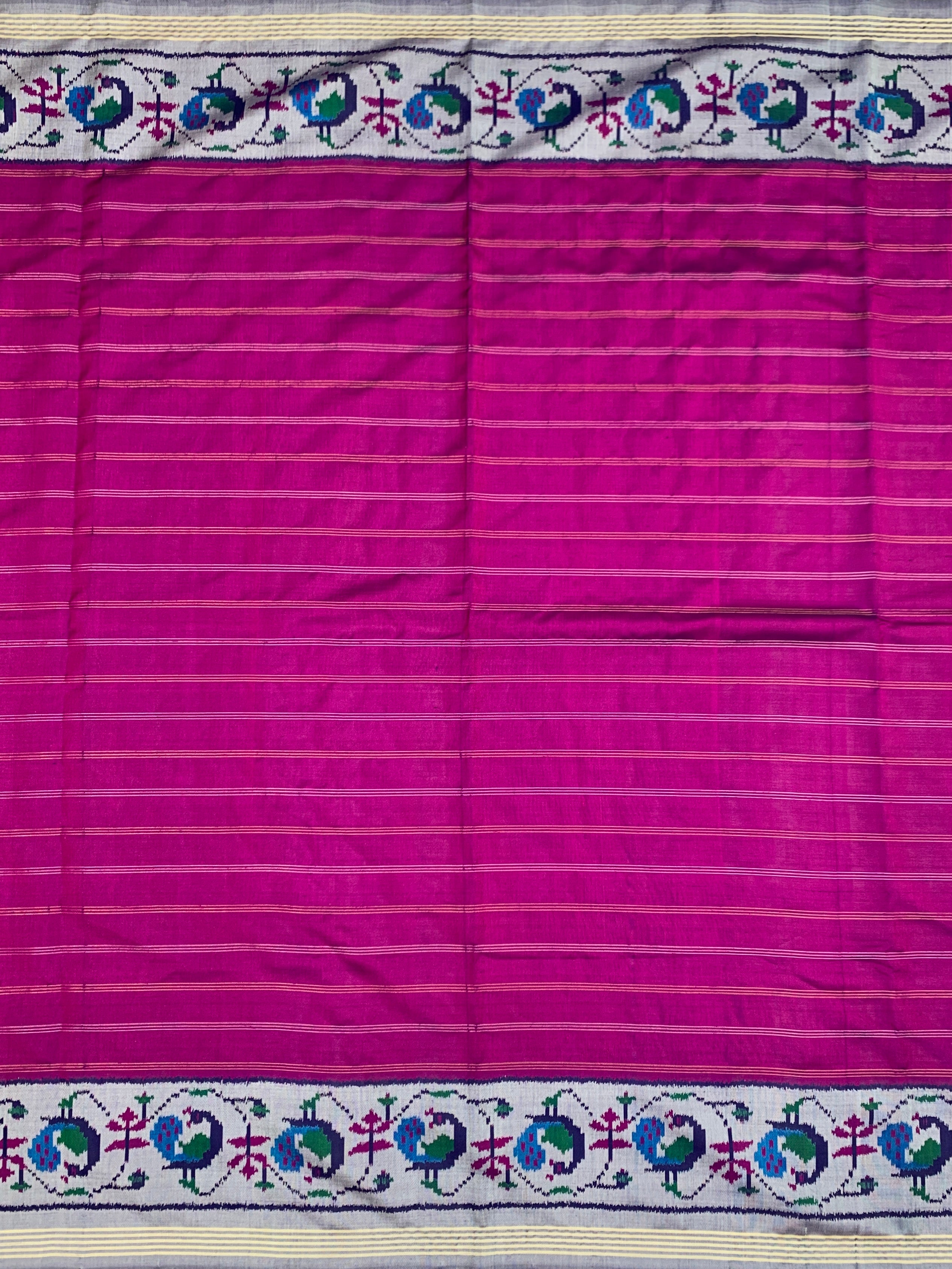 Deep Magenta & Silver-Grey Patolas Saree